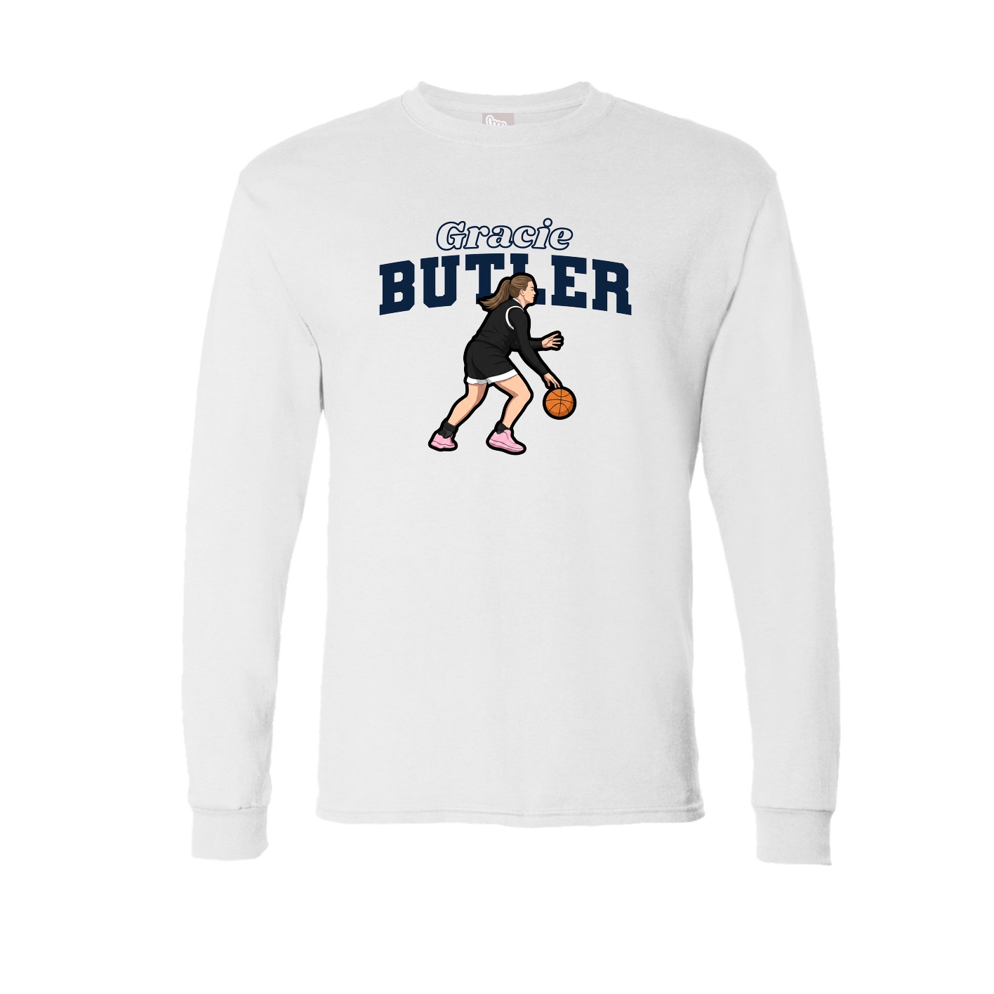 Long Sleeve Tee — Name Arch in White