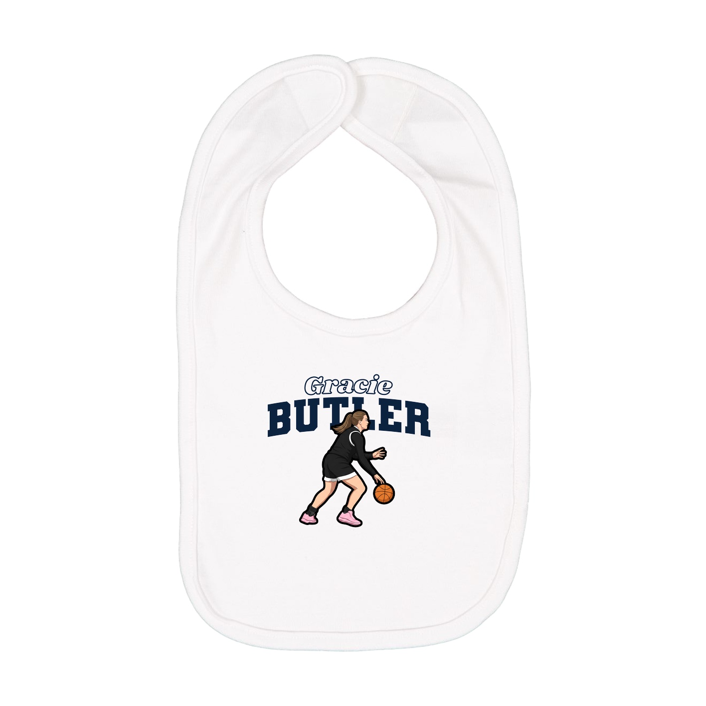 Infant Bib — Name Arch in White