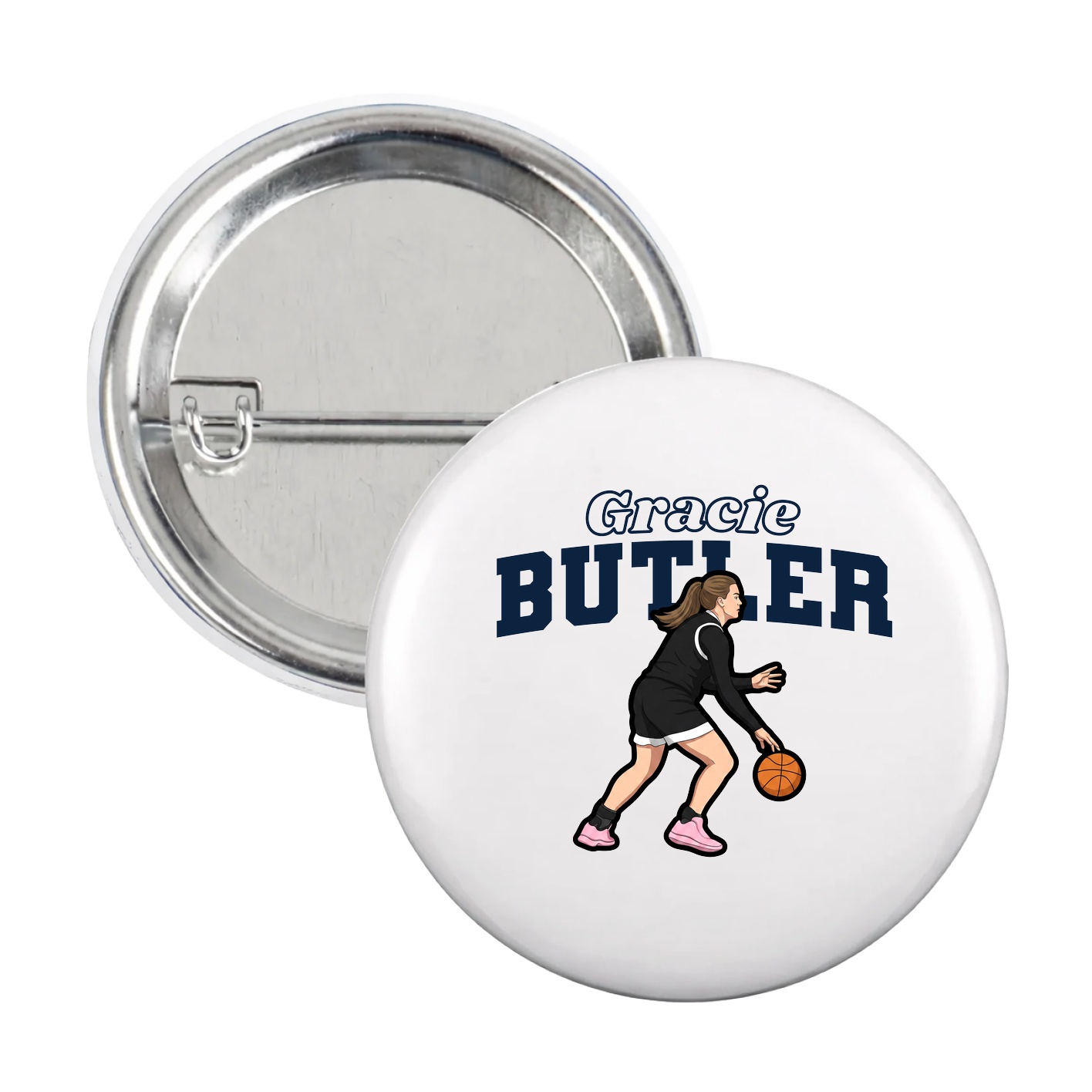 Game Day Button — Name Arch in White