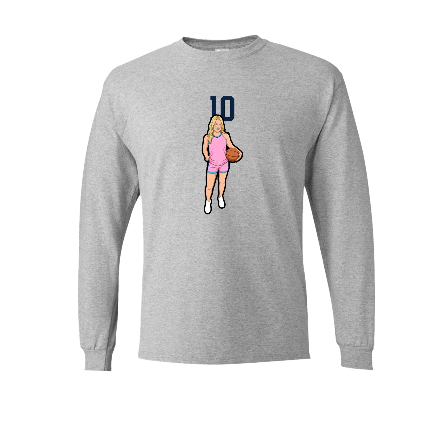 Long Sleeve Tee — Number Top in Grey