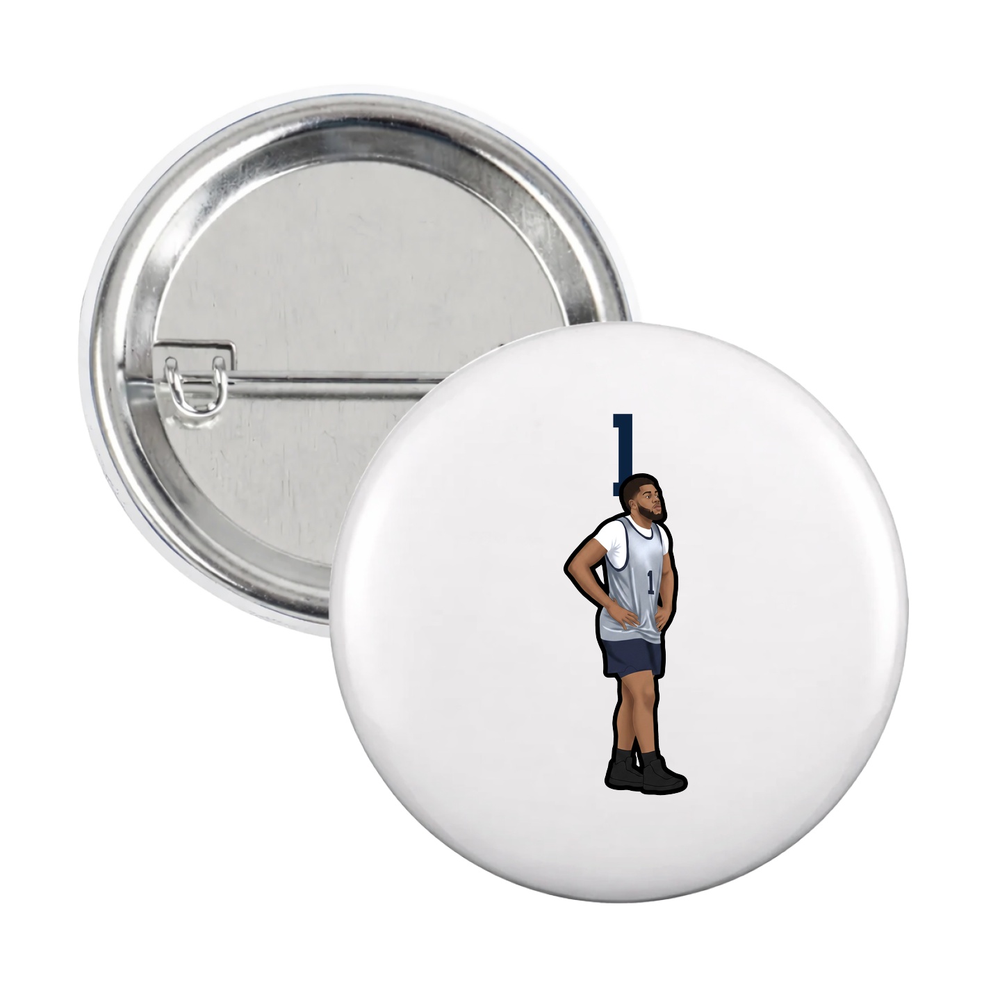 Game Day Button — Number Top in White