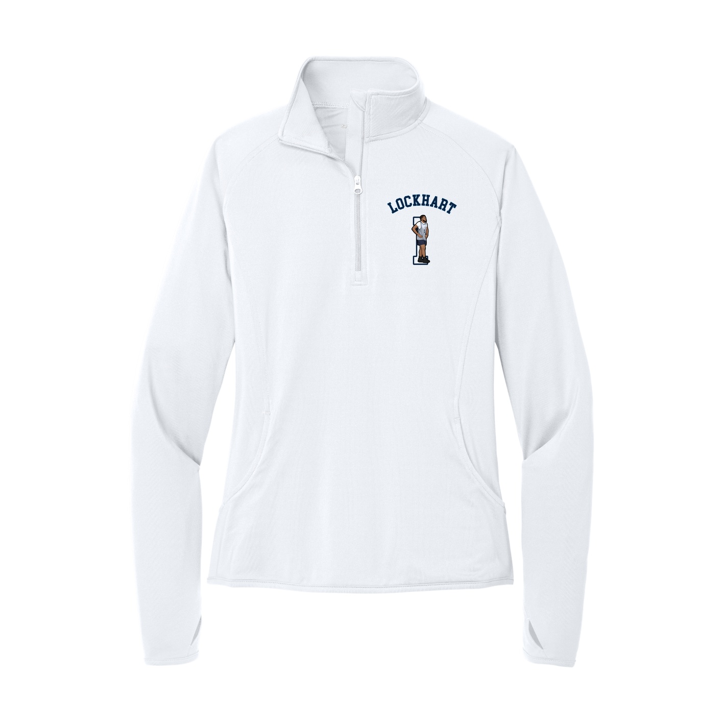 Women's Q-Zip Pullover — Shirsey Arch in White