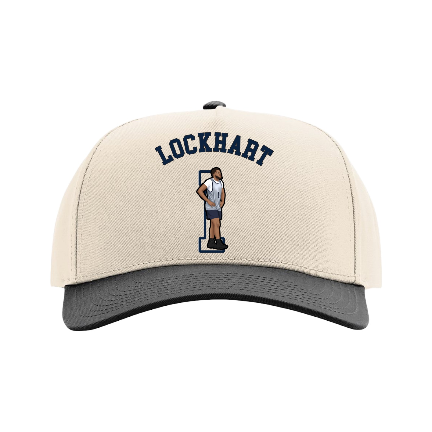 Full Fabric Five-Panel Champ Cap — Shirsey Arch in Cream/Black