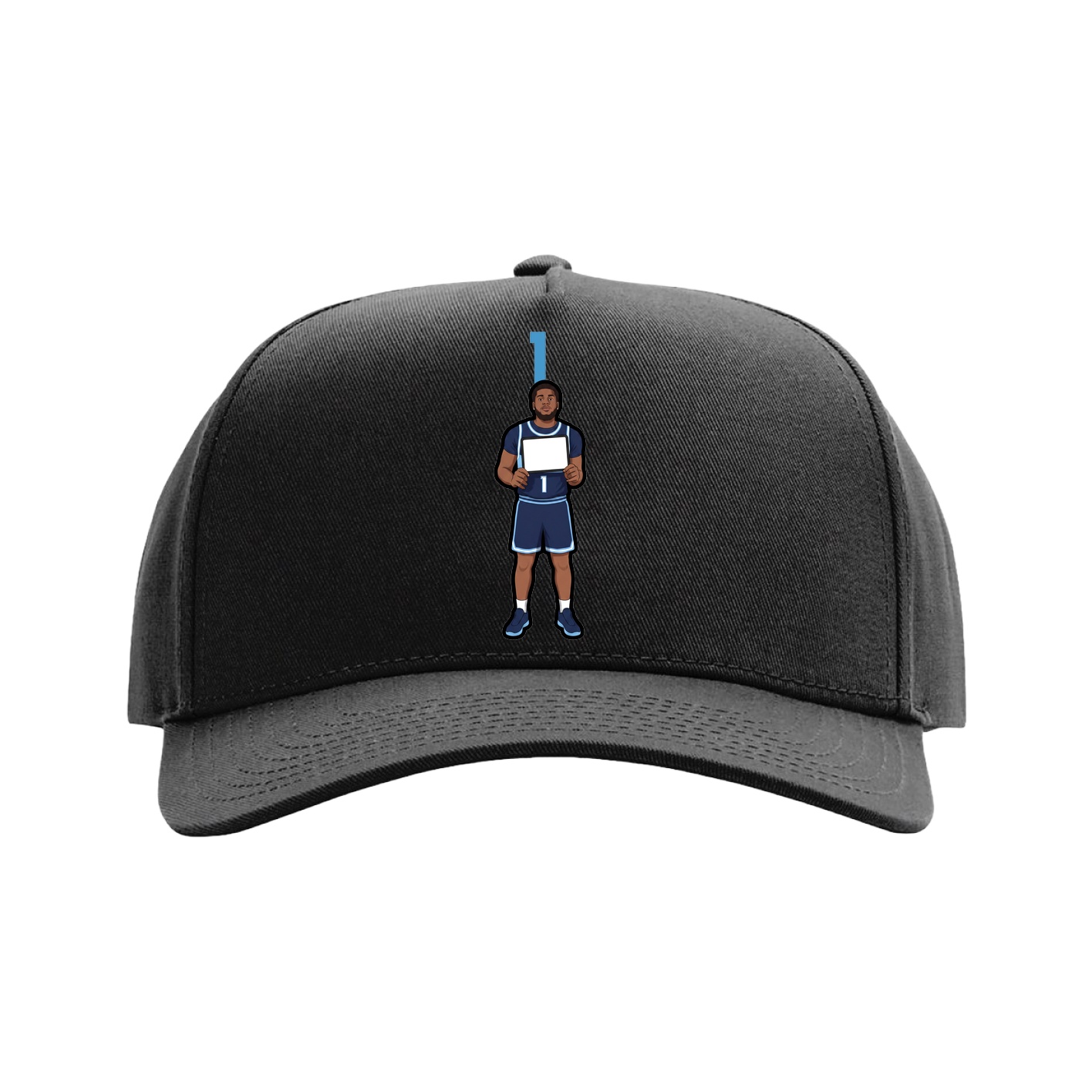 Full Fabric Five-Panel Champ Cap — Number Top in Black