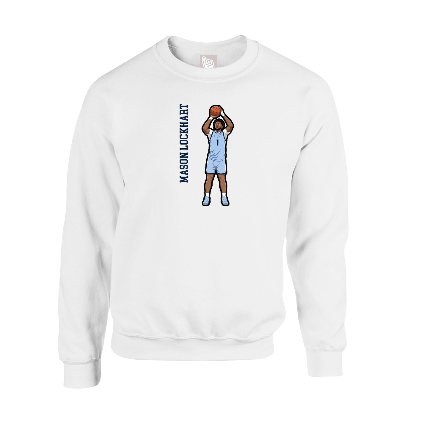 Fleece Crew — Name Vertical in White