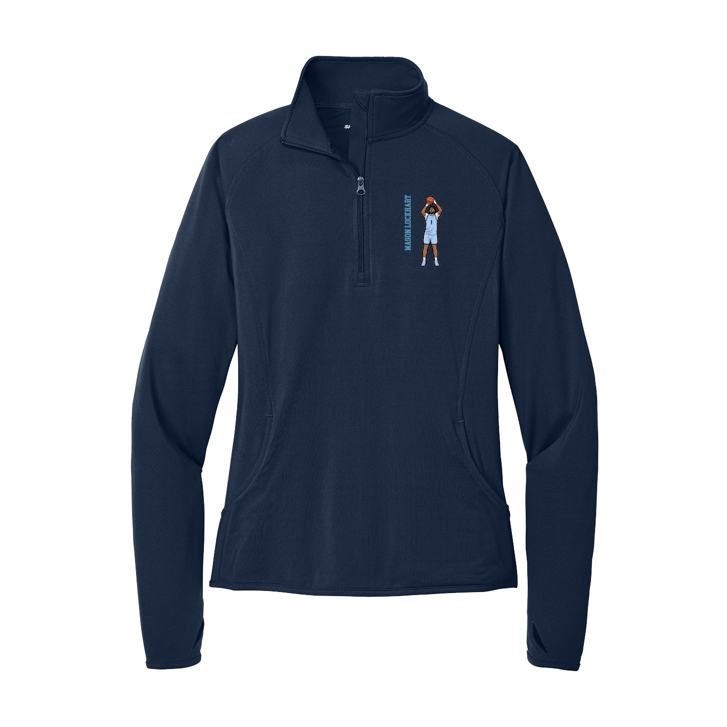 Women's Q-Zip Pullover — Name Vertical in Navy