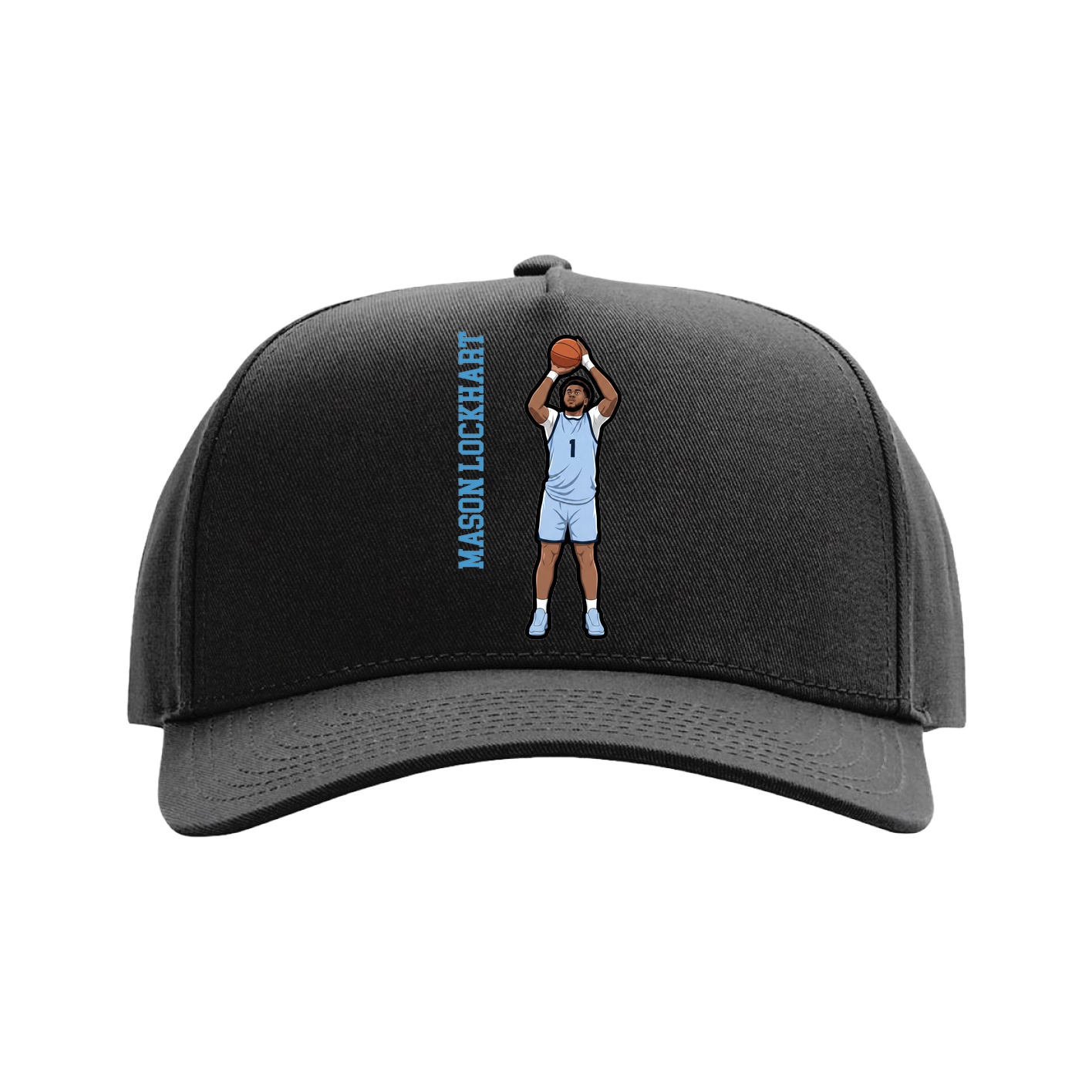 Full Fabric Five-Panel Champ Cap — Name Vertical in Black