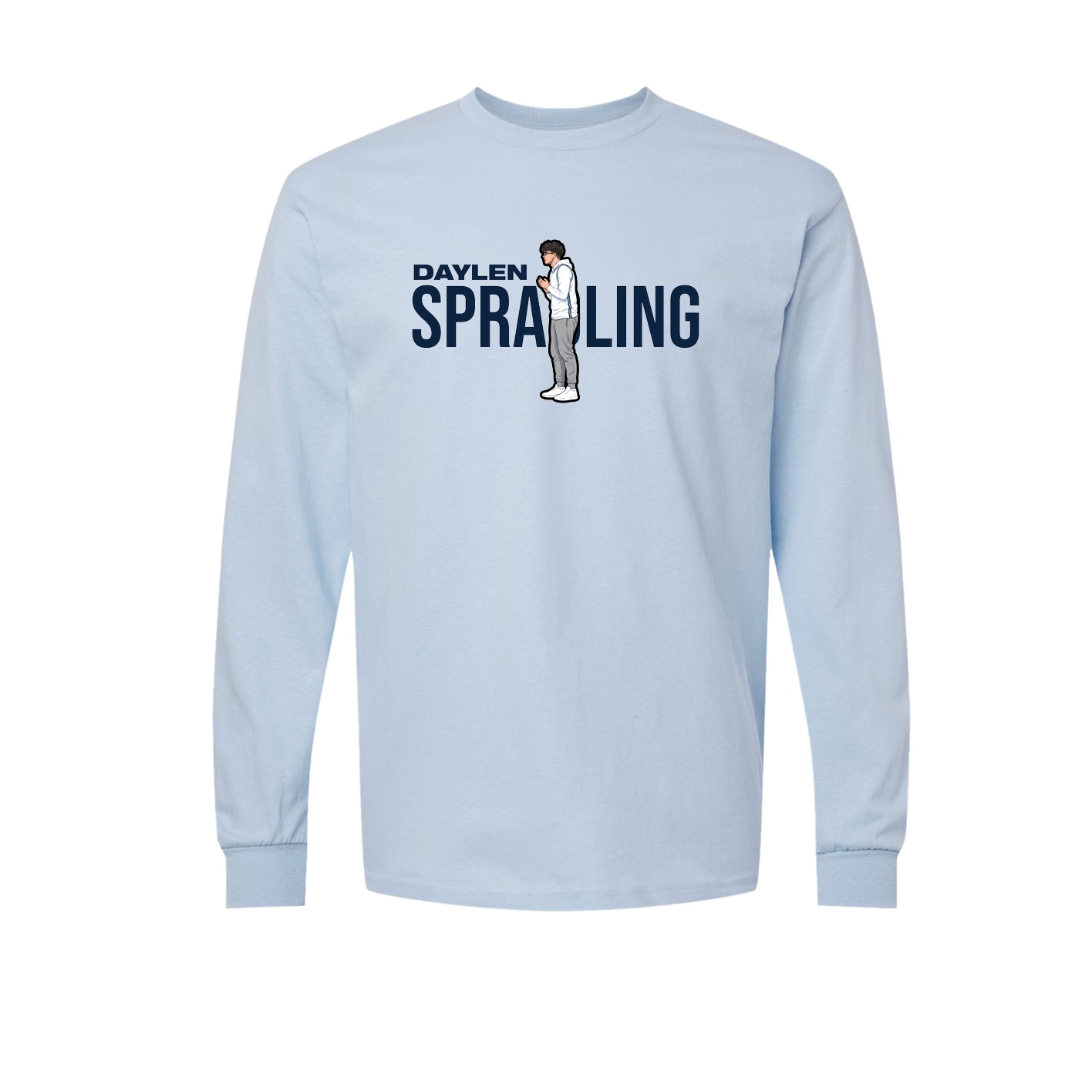 Long Sleeve Tee — Player Name in Light Blue