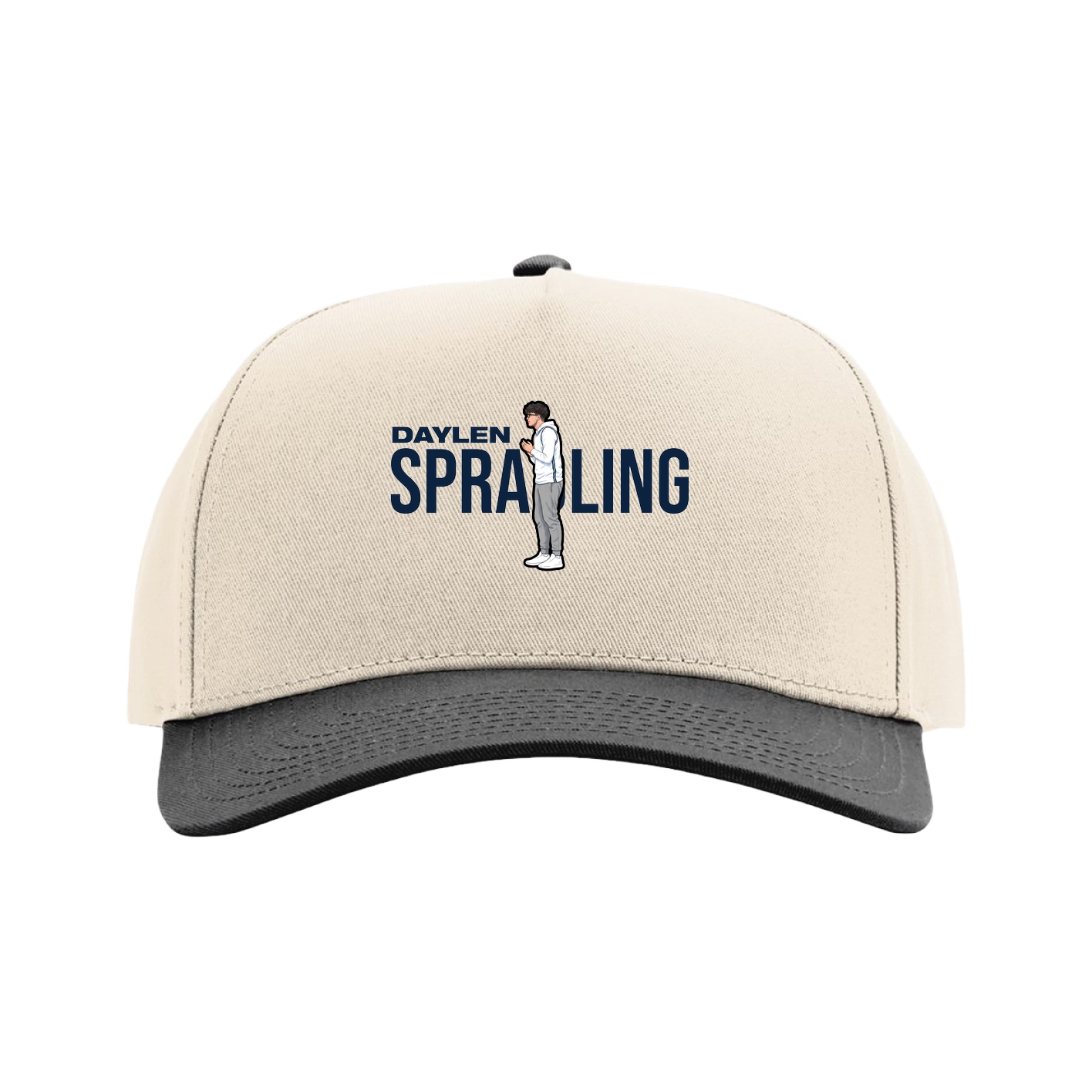Full Fabric Five-Panel Champ Cap — Player Name in Cream/Black