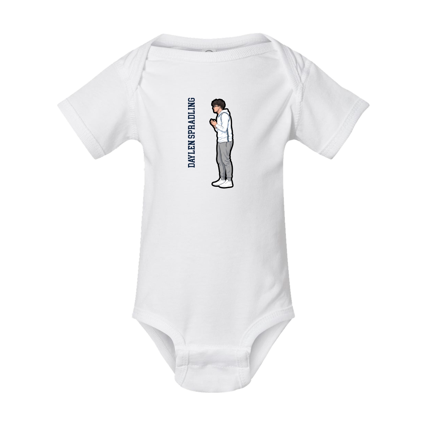 Baby Onesie — Name Vertical in White