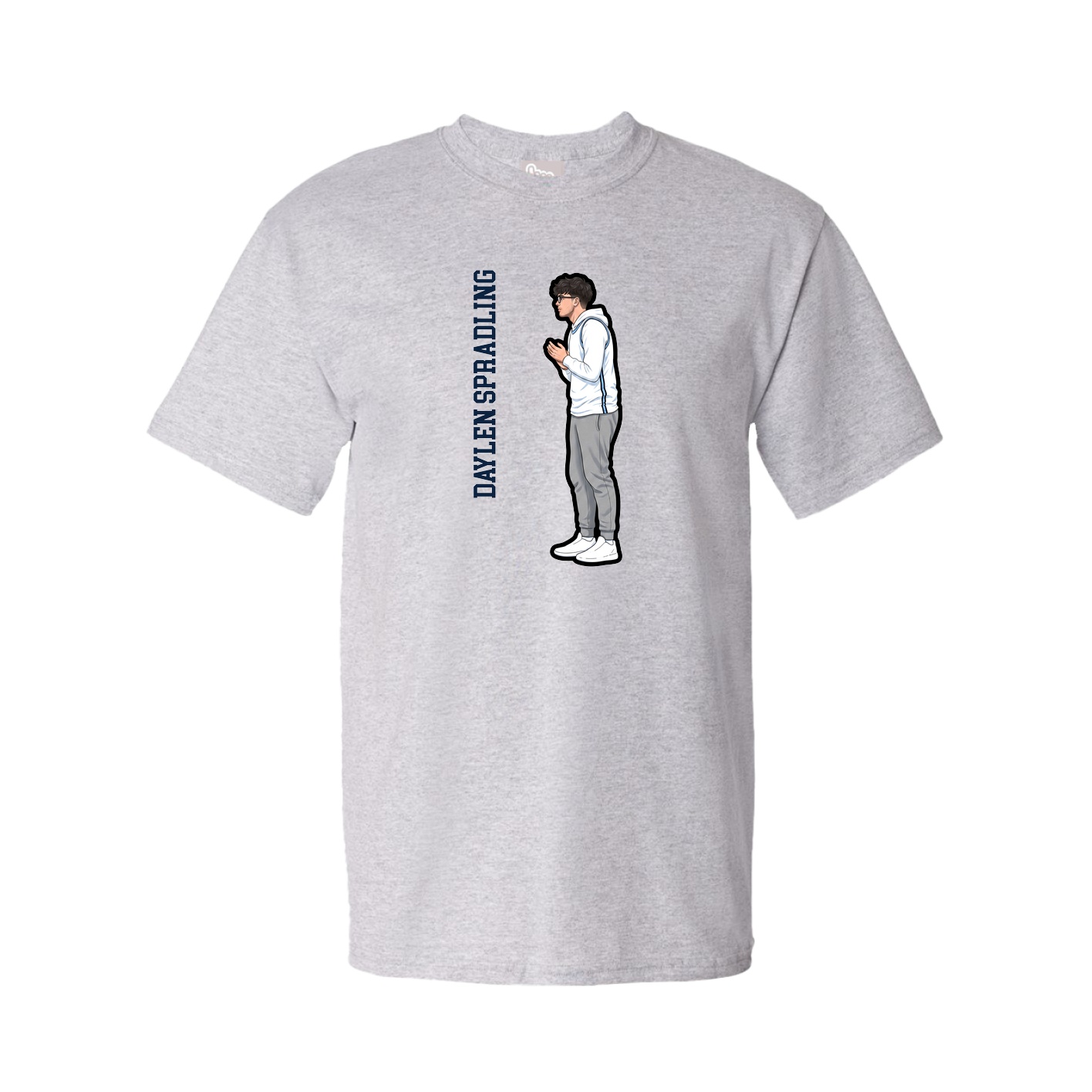 Youth Tee — Name Vertical in Grey