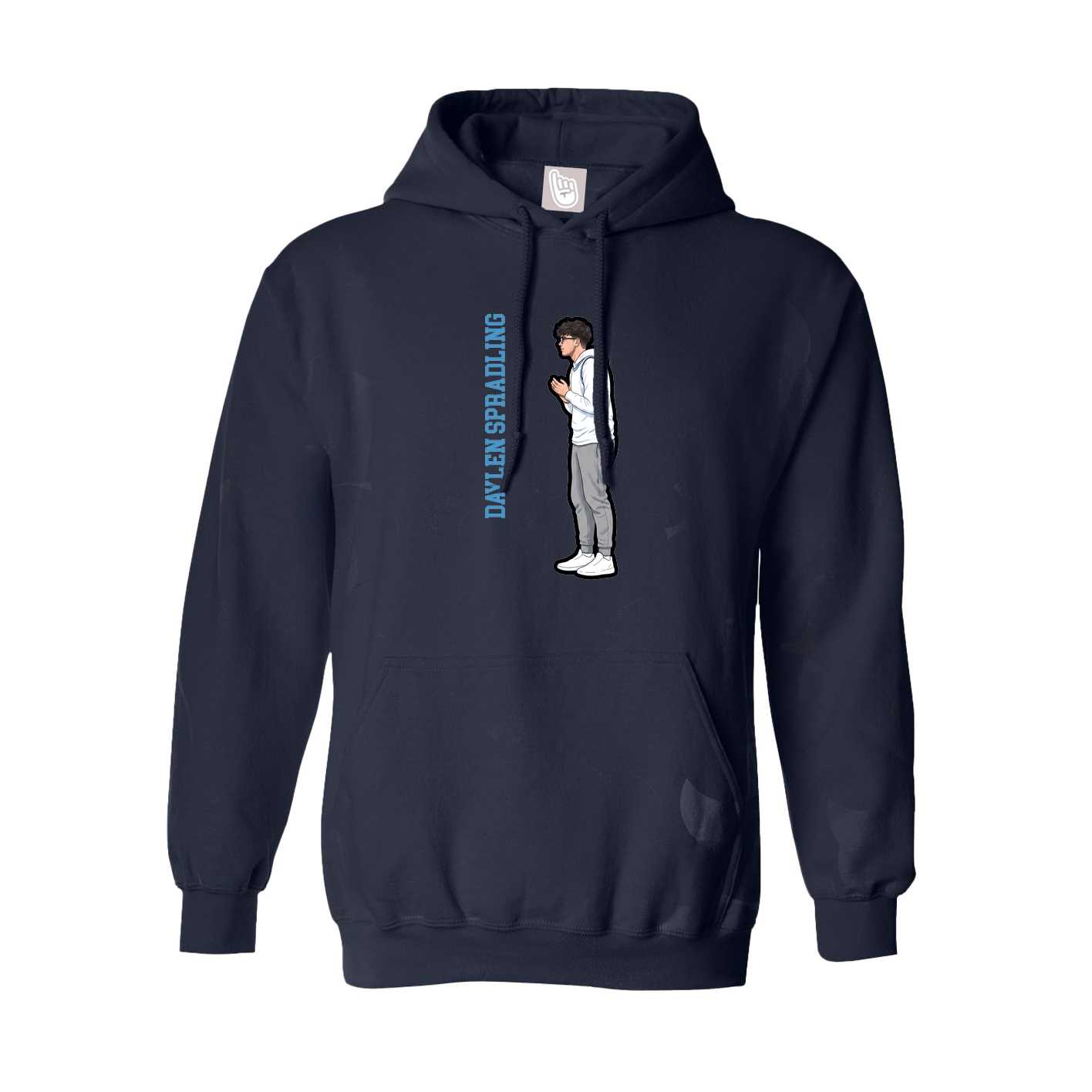Hoodie — Name Vertical in Navy
