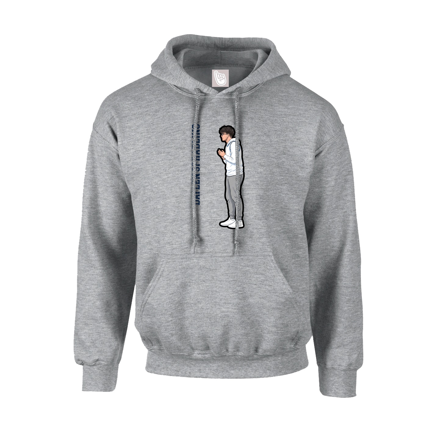 Youth Hoodie — Name Vertical in Grey