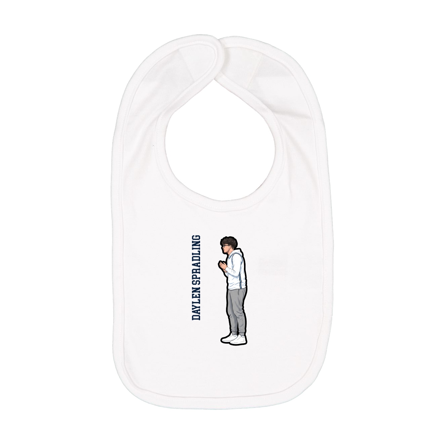 Infant Bib — Name Vertical in White