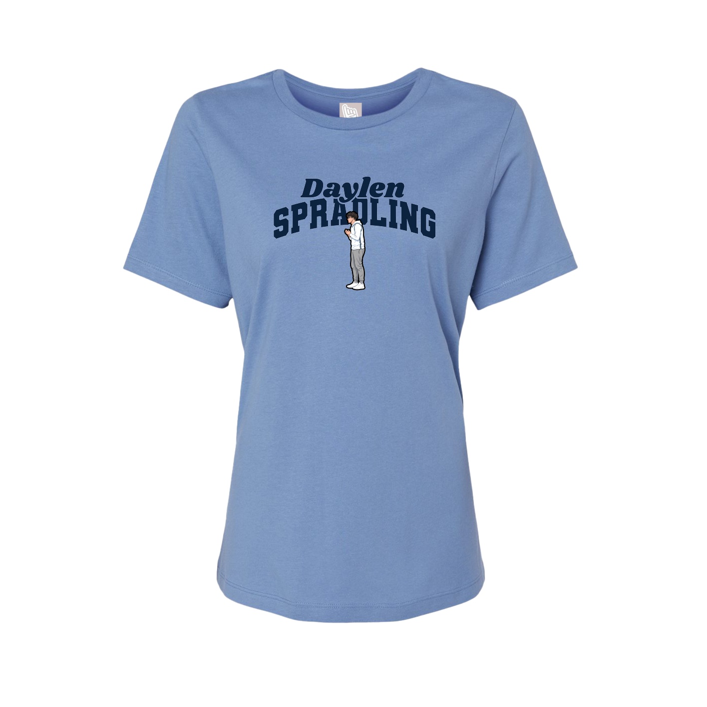 Fitted Women's Tee — Signature Arch in Powder Blue