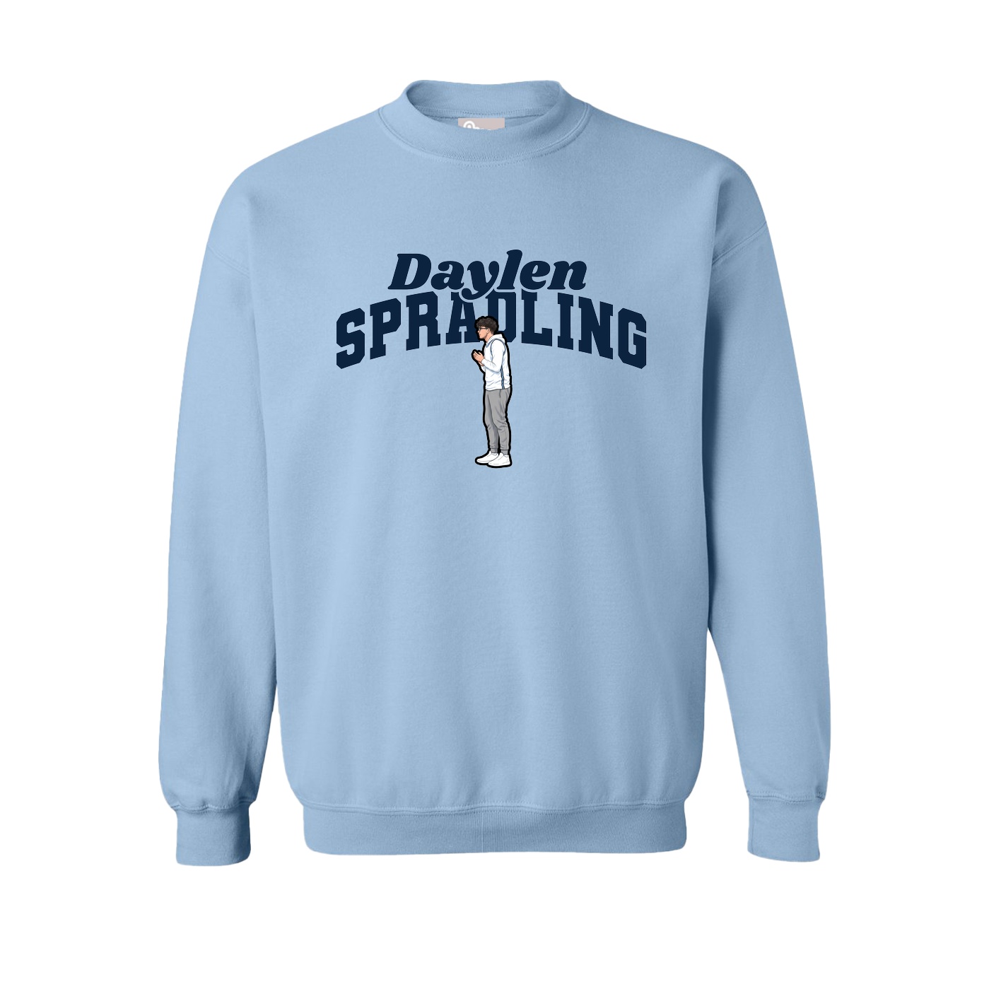 Fleece Crew — Signature Arch in Light Blue