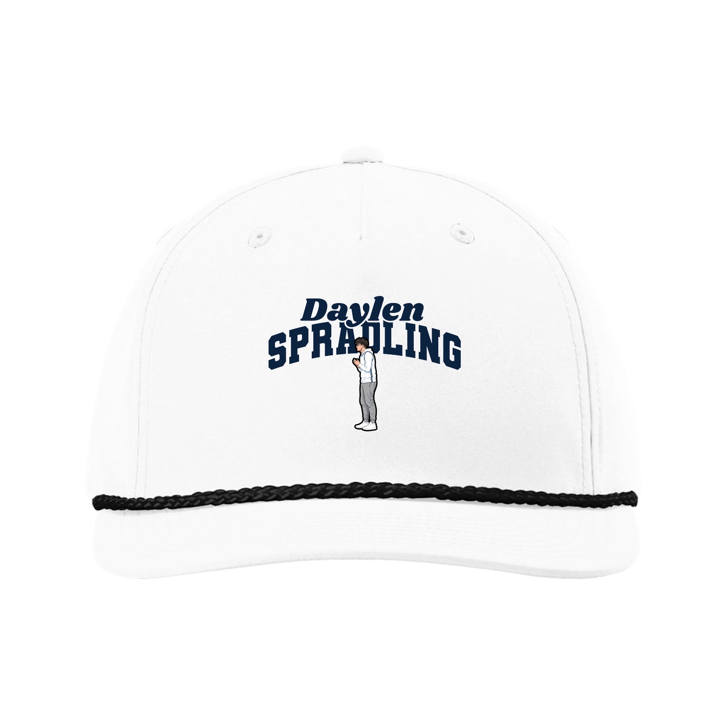 Five-Panel Classic Rope Cap — Signature Arch in White