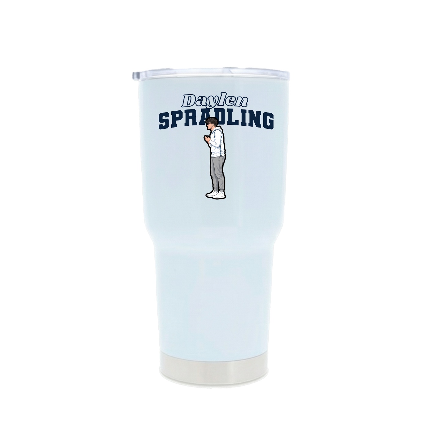 30oz Stainless Steel Tumbler — Name Arch in White