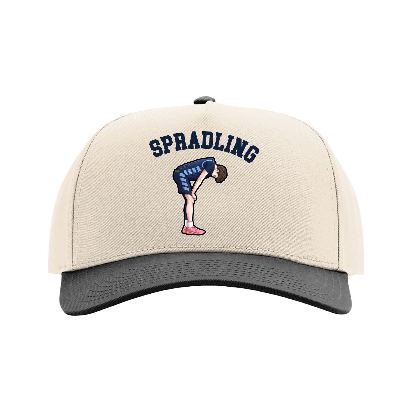 Full Fabric Five-Panel Champ Cap — Shirsey Arch in Cream/Black
