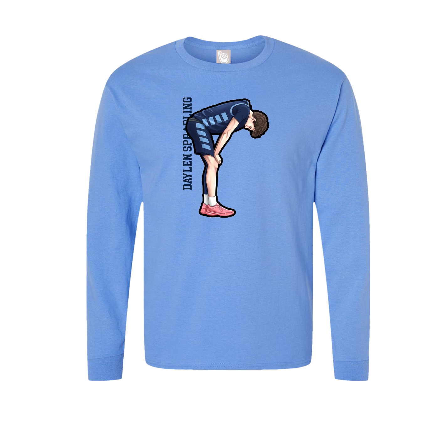 Long Sleeve Tee — Name Vertical in Powder Blue