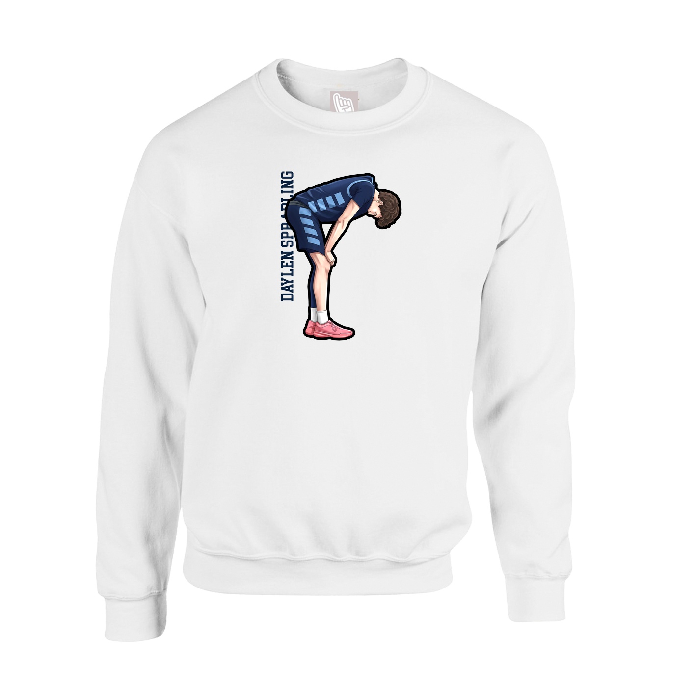 Fleece Crew — Name Vertical in White