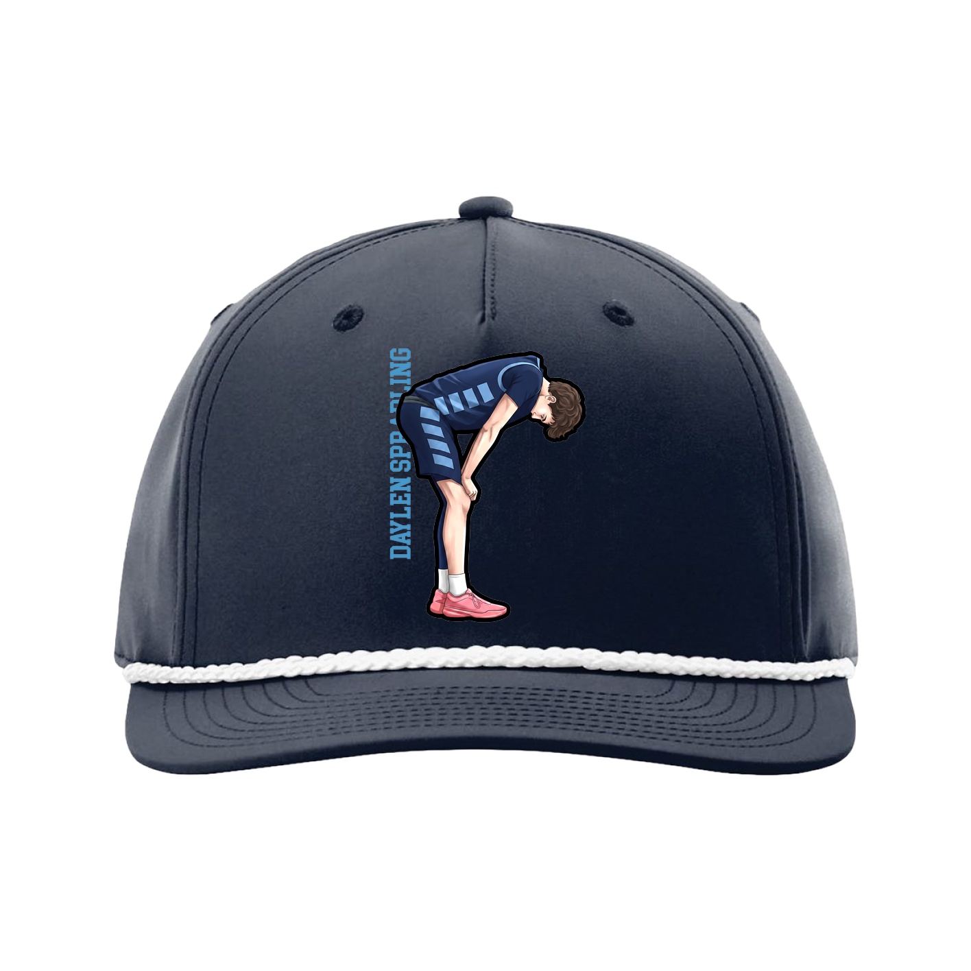 Five-Panel Classic Rope Cap — Name Vertical in Navy
