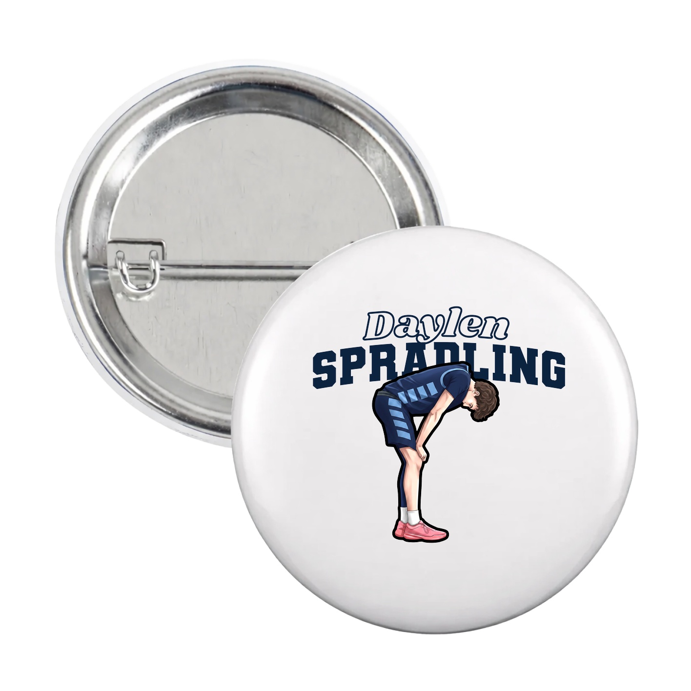 Game Day Button — Name Arch in White