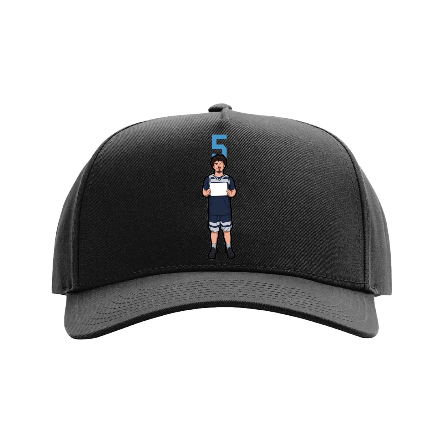 Full Fabric Five-Panel Champ Cap — Number Top in Black