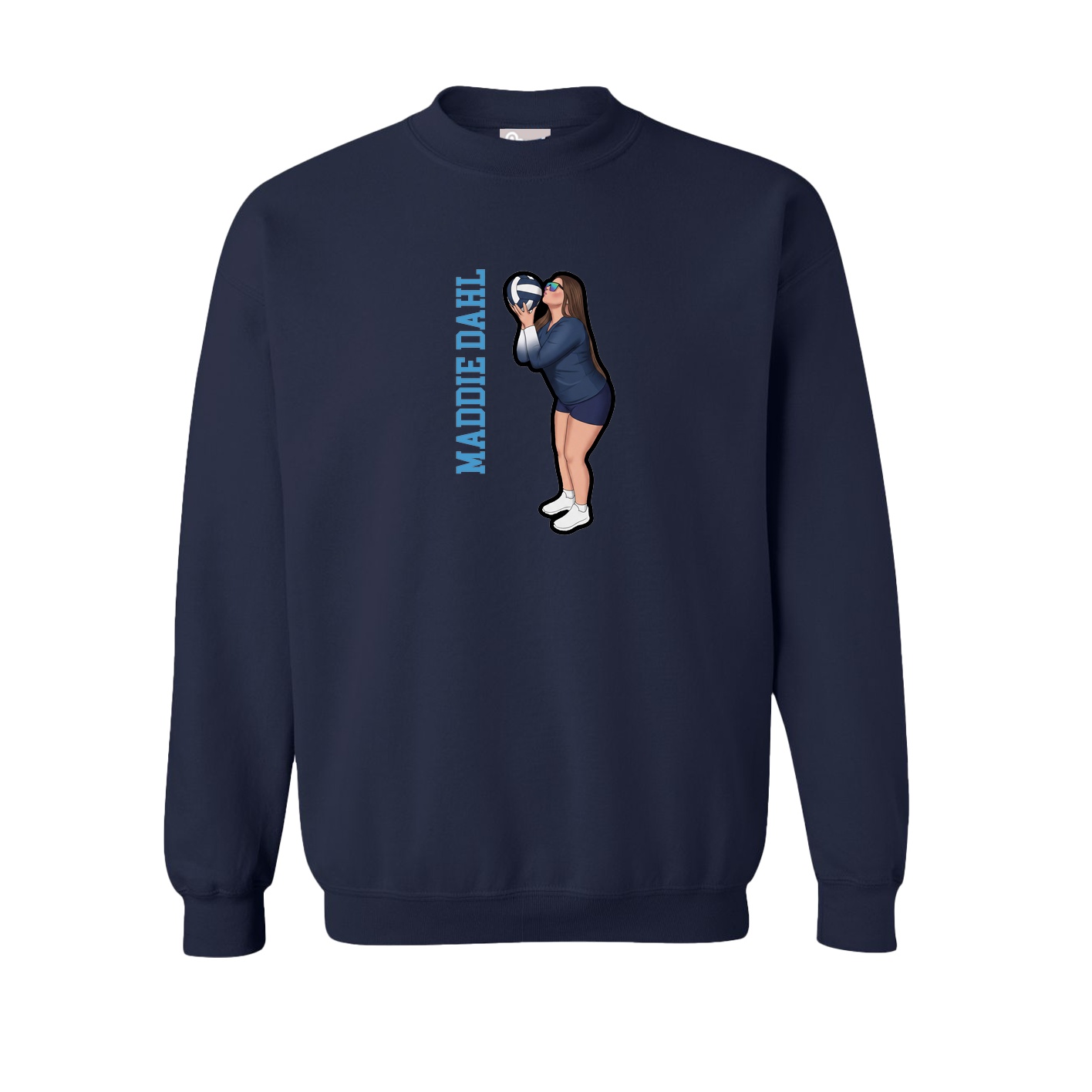 Fleece Crew — Name Vertical in Navy