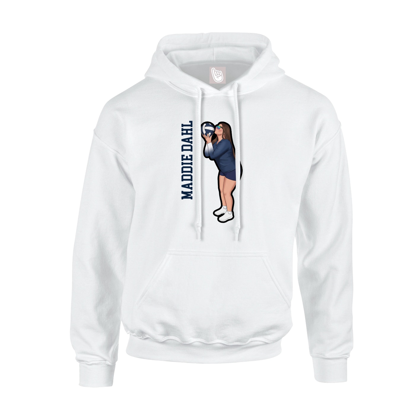 Youth Hoodie — Name Vertical in White