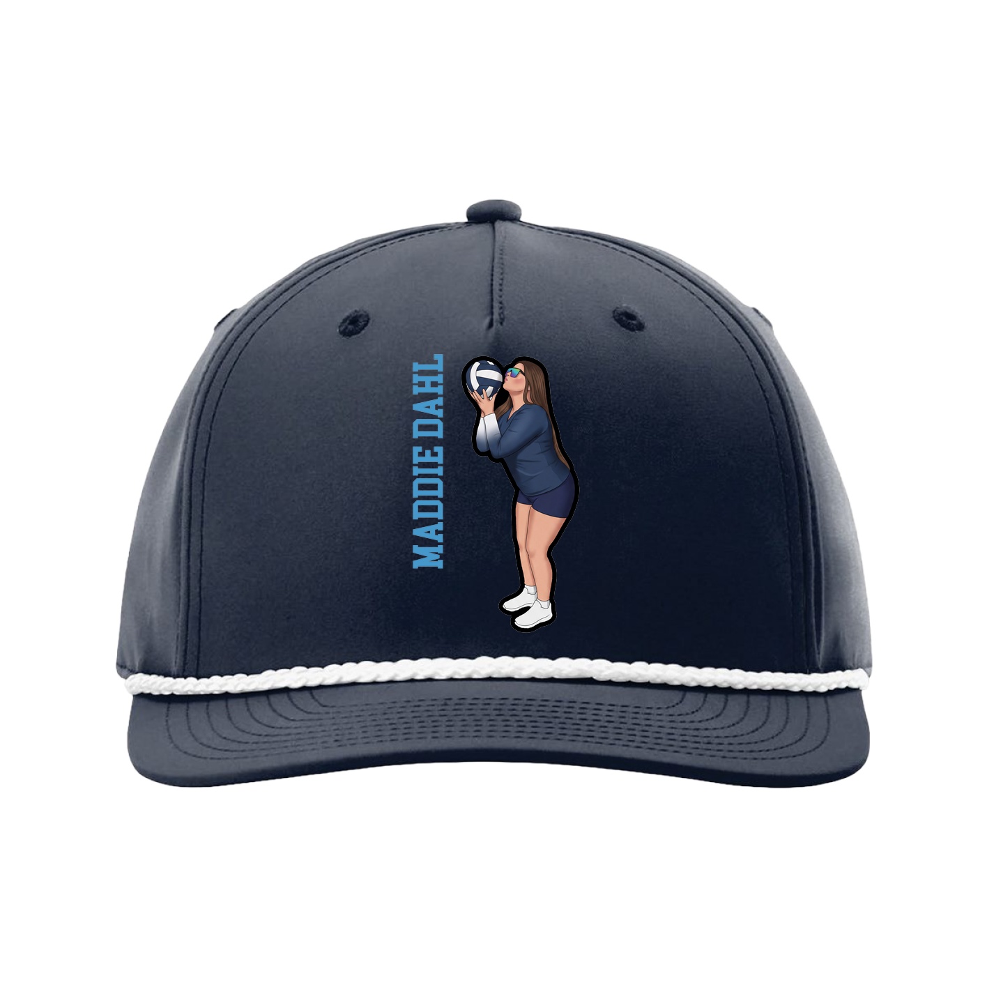 Five-Panel Classic Rope Cap — Name Vertical in Navy