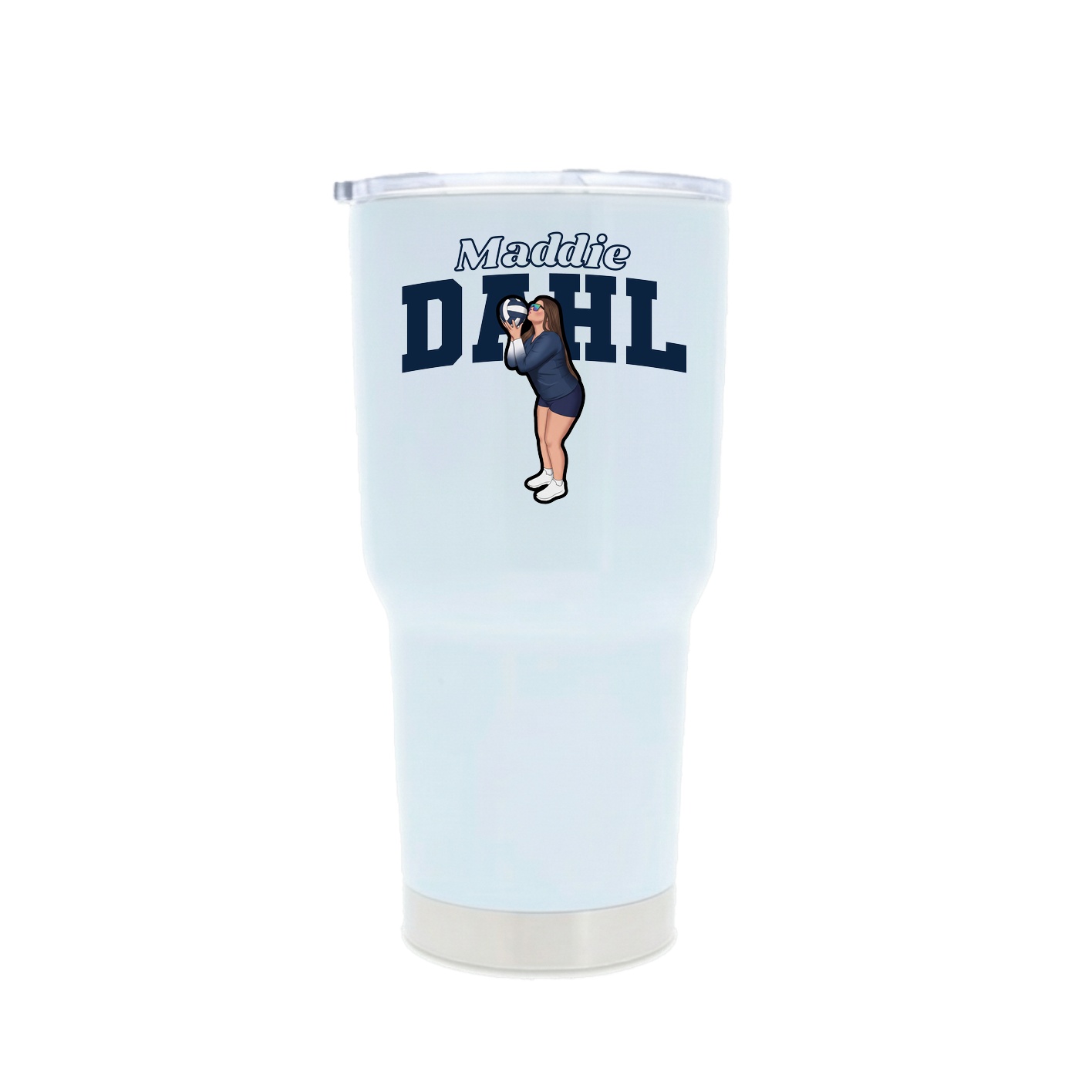 30oz Stainless Steel Tumbler — Name Arch in White