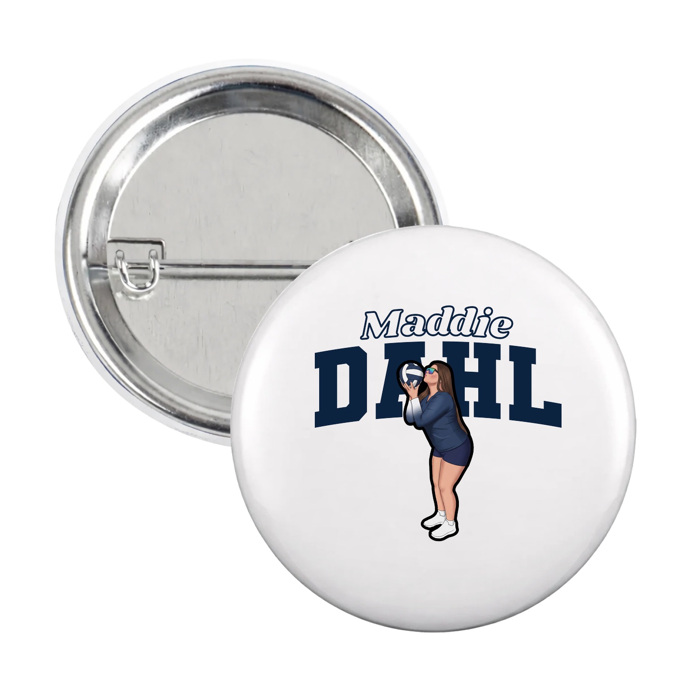 Game Day Button — Name Arch in White