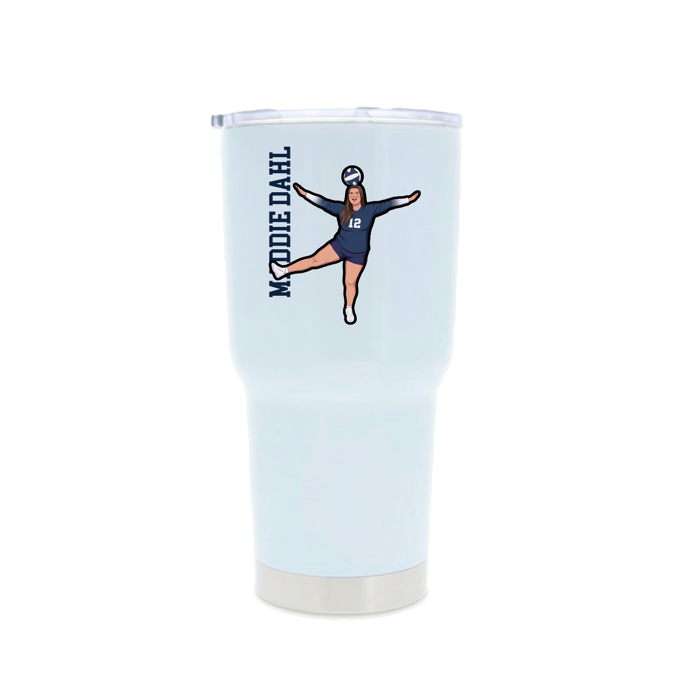 30oz Stainless Steel Tumbler — Name Vertical in White
