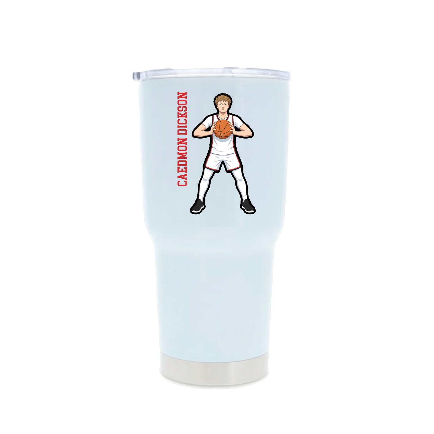 30oz Stainless Steel Tumbler — Name Vertical in White