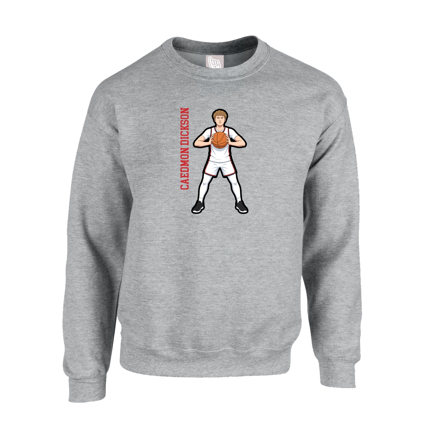Fleece Crew — Name Vertical in Grey