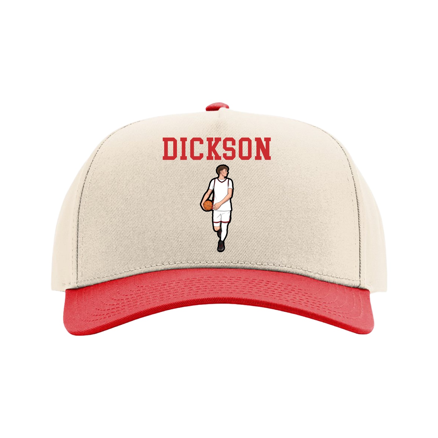 Full Fabric Five-Panel Champ Cap — Shirsey in Cream/Red