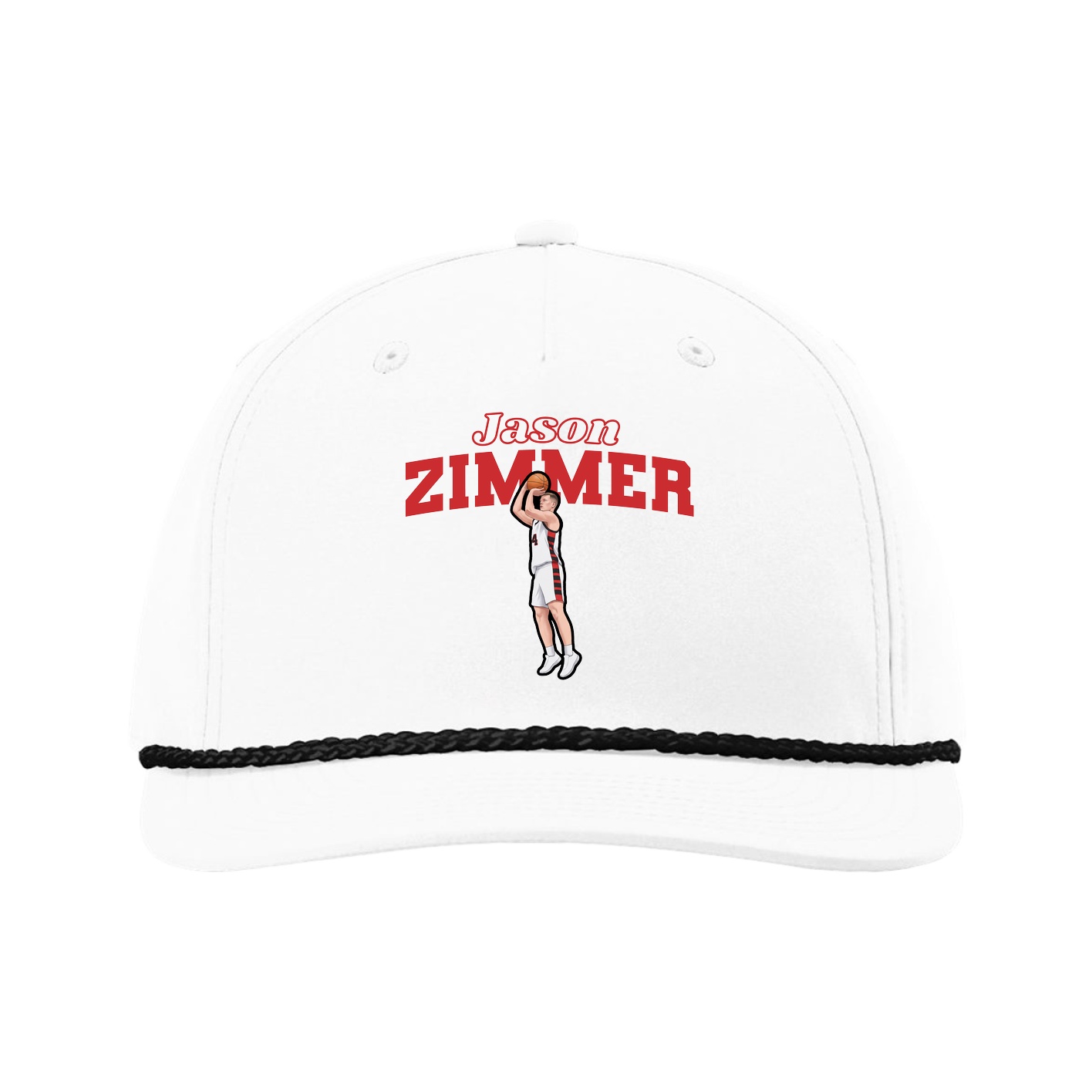 Five-Panel Classic Rope Cap — Name Arch in White