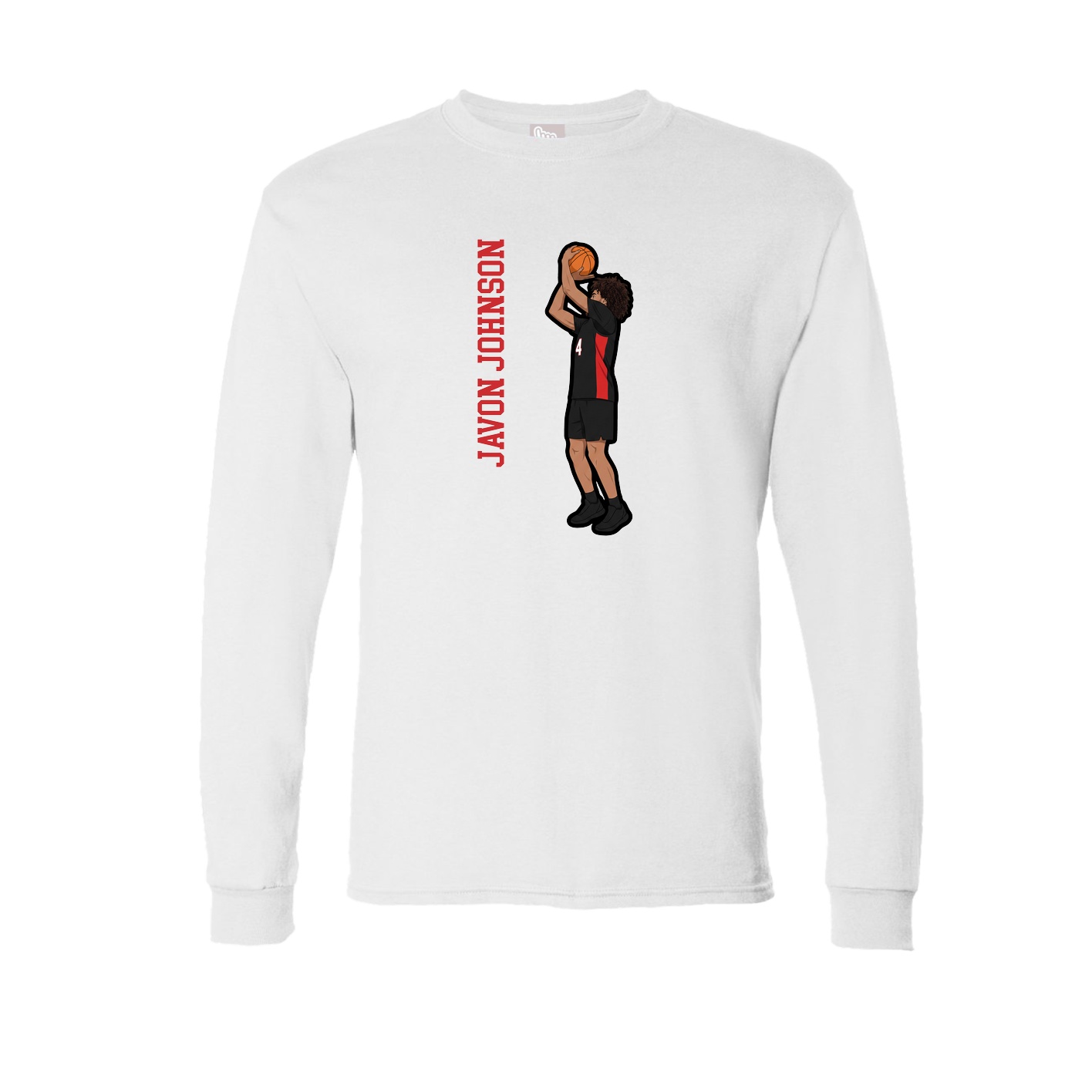 Long Sleeve Tee — Name Vertical in White