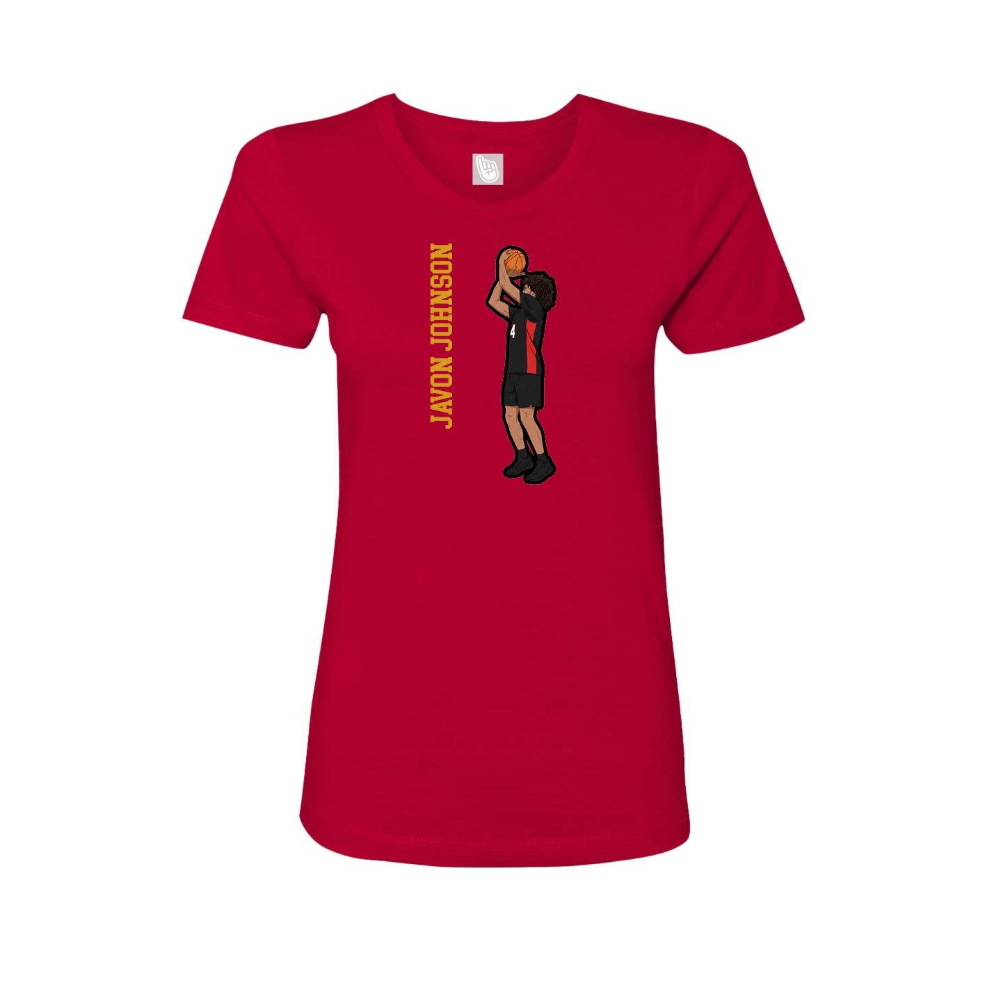 Fitted Women's Tee — Name Vertical in Red