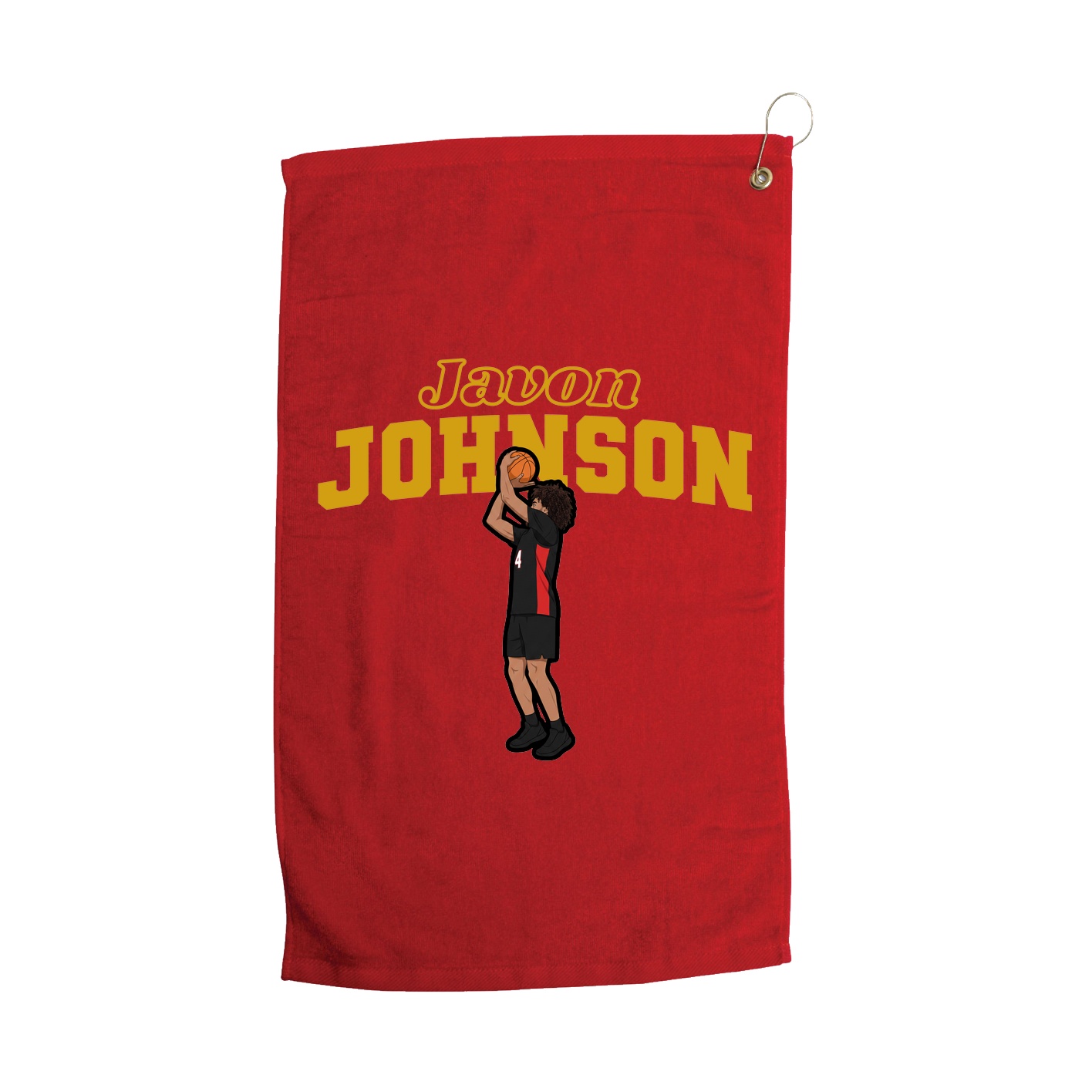 Golf Towel — Name Arch in Red