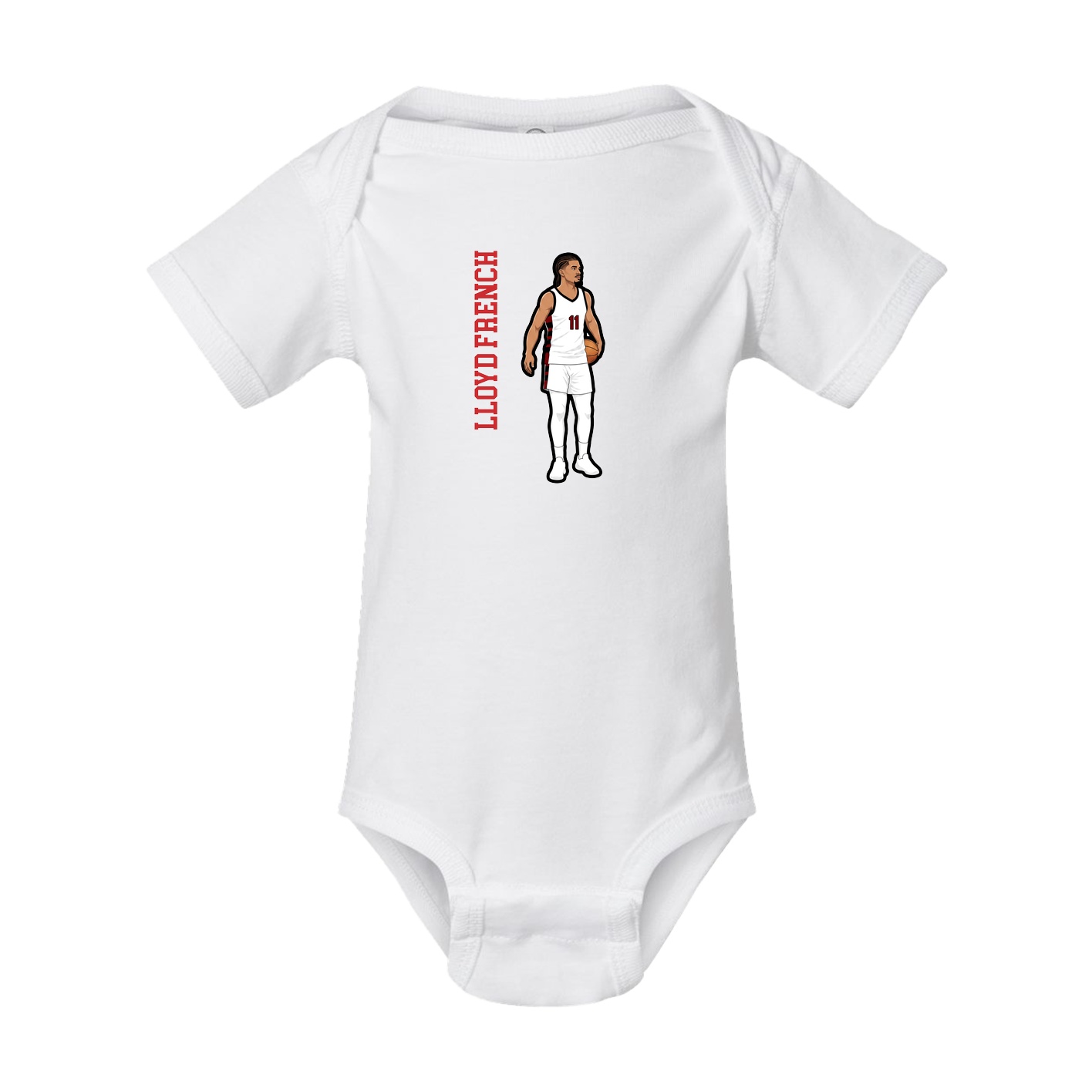 Baby Onesie — Name Vertical in White