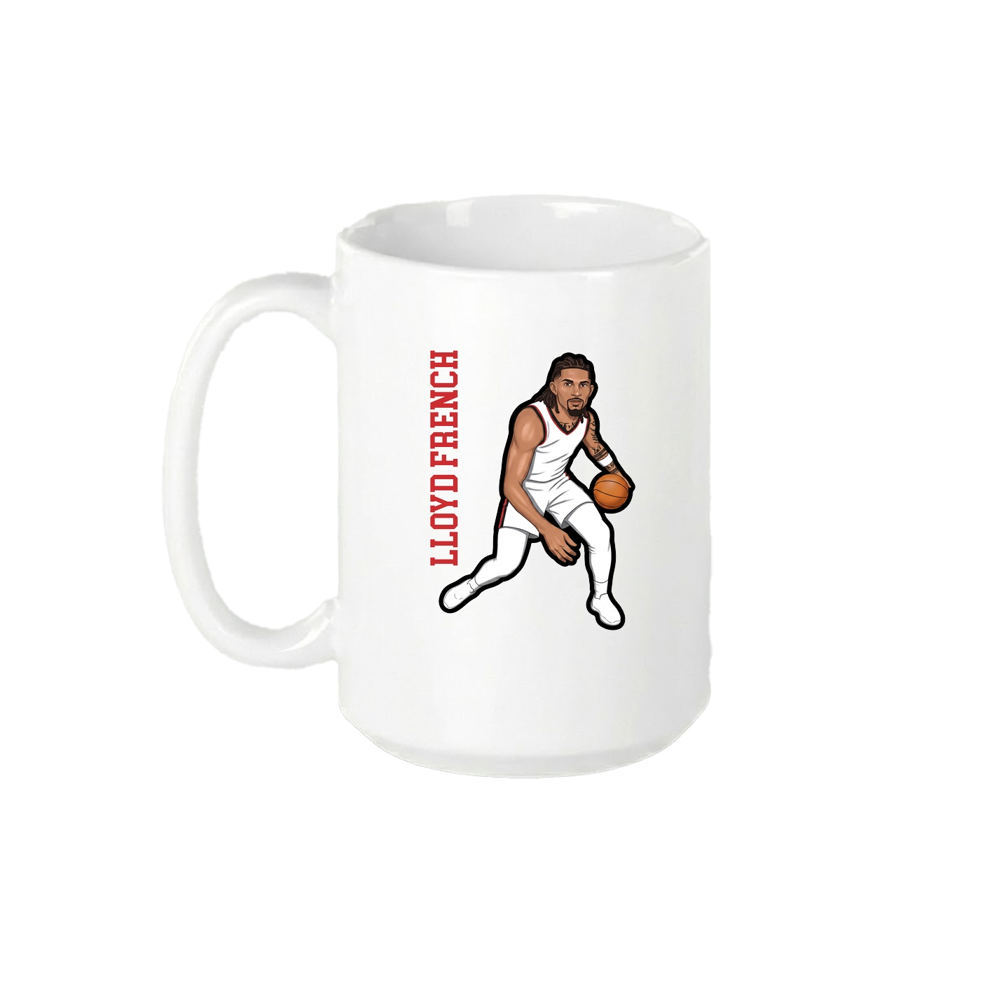 15oz Coffee Mug — Name Vertical in White