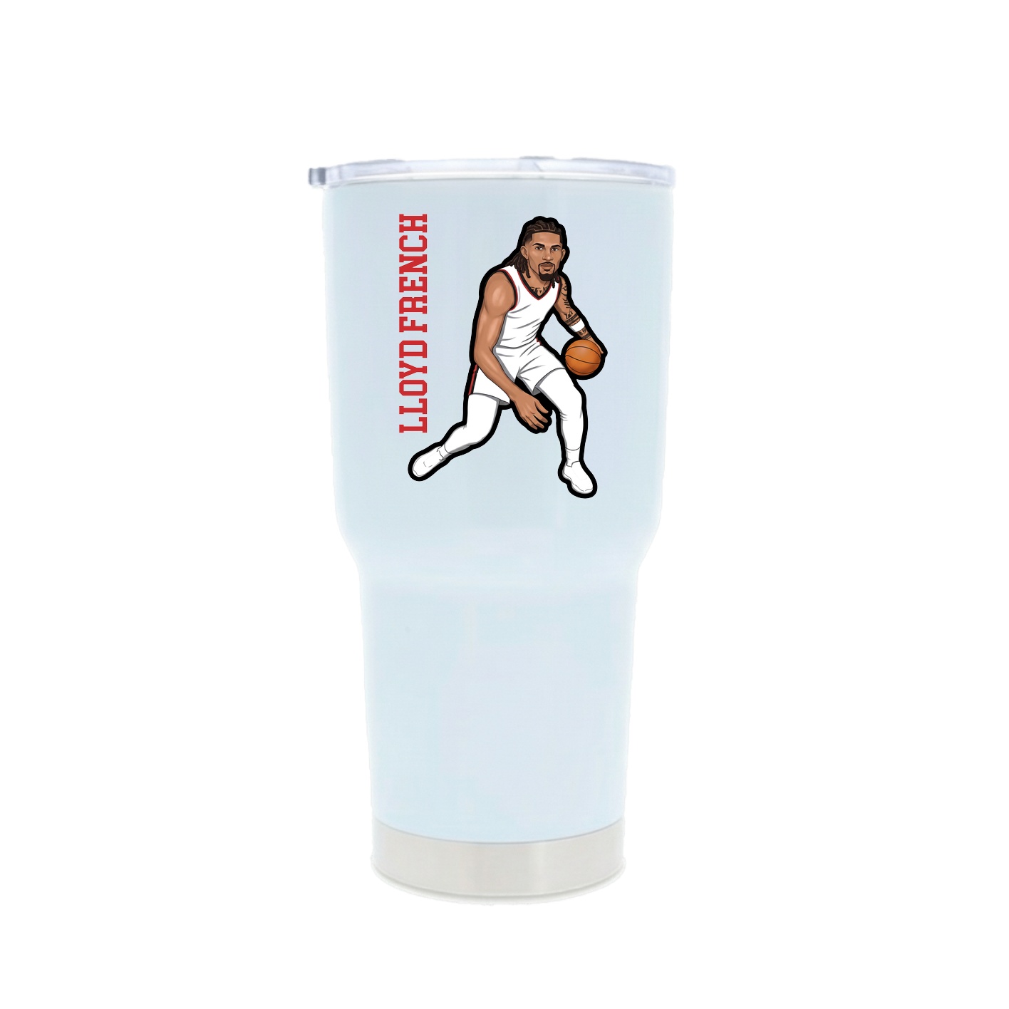 30oz Stainless Steel Tumbler — Name Vertical in White