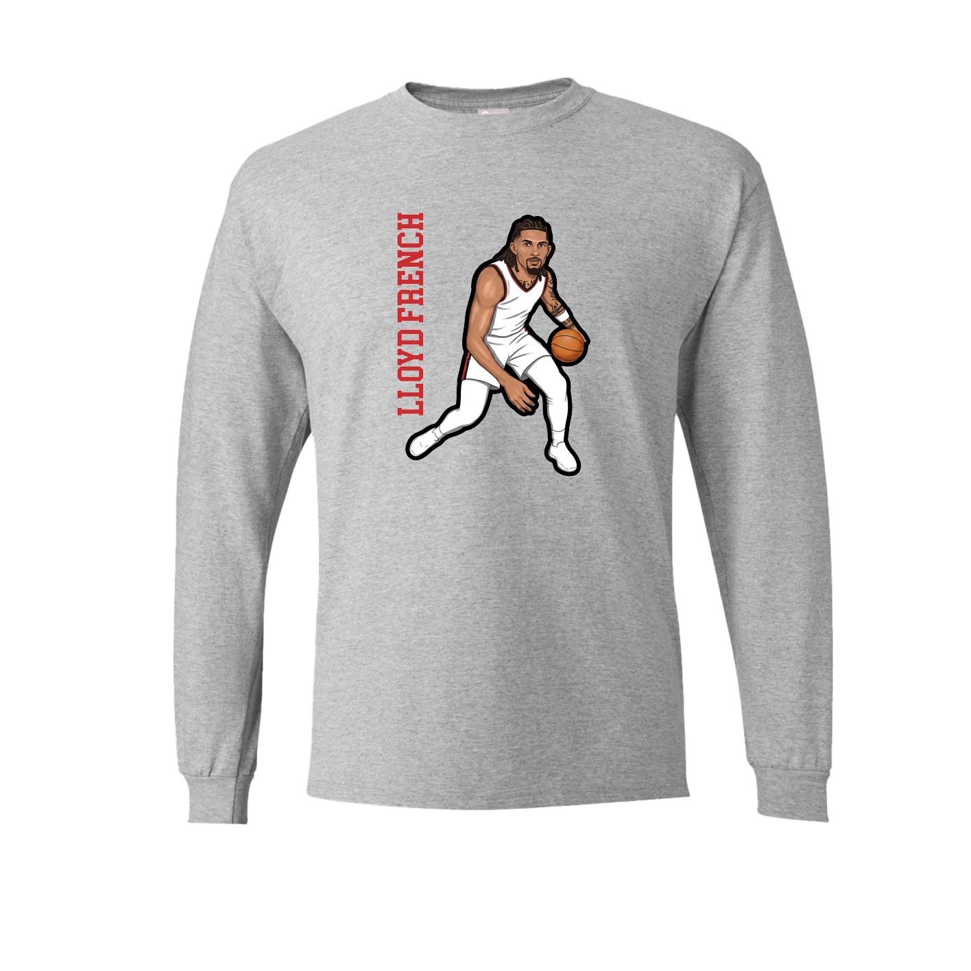 Long Sleeve Tee — Name Vertical in Grey