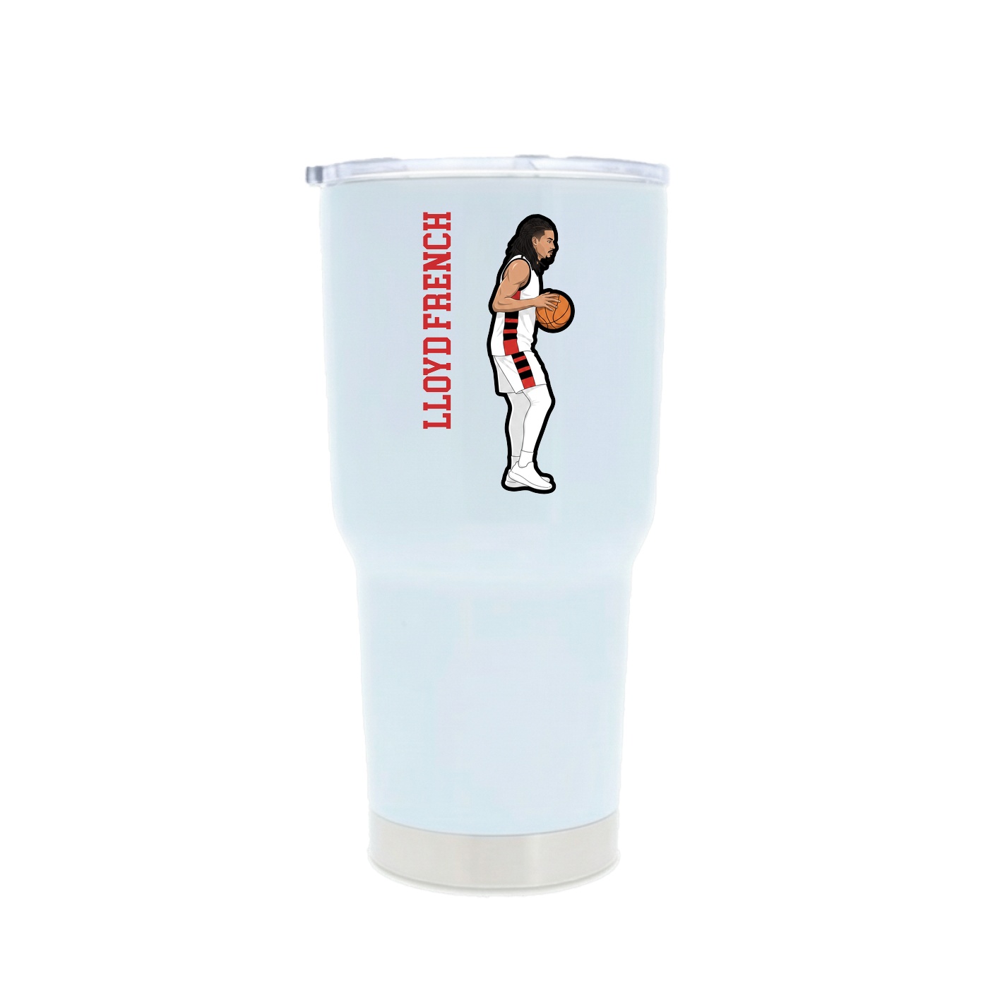 30oz Stainless Steel Tumbler — Name Vertical in White