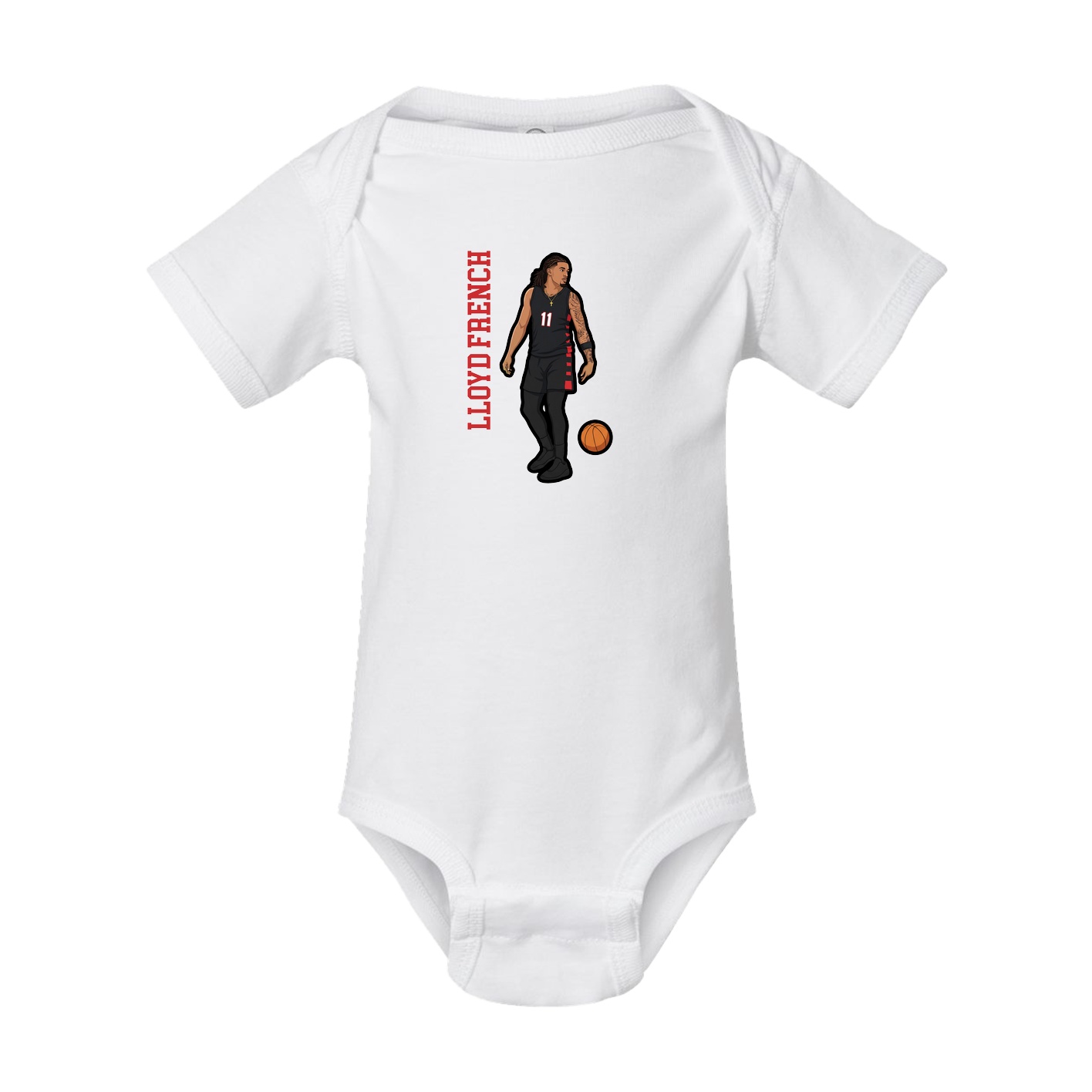 Baby Onesie — Name Vertical in White