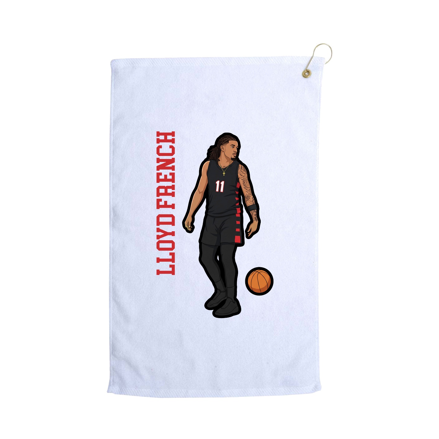 Golf Towel — Name Vertical in White