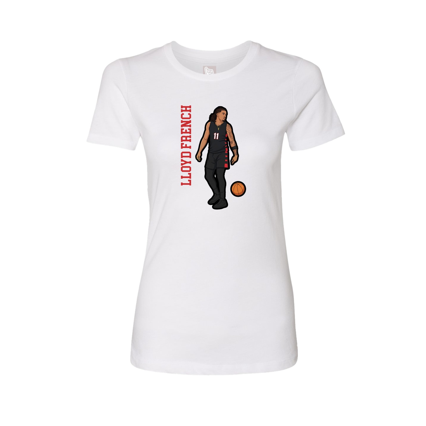 Womens Tee — Name Vertical in White