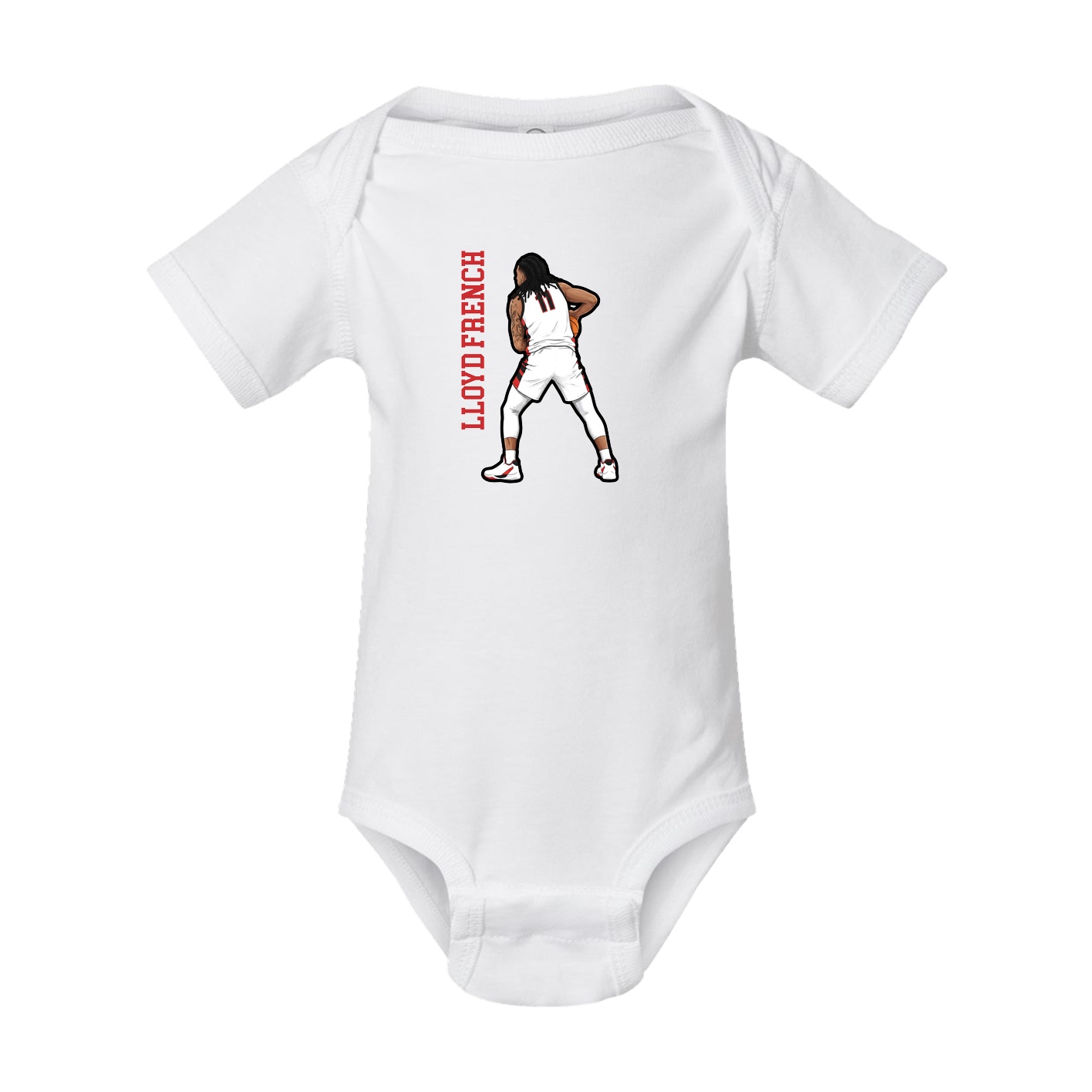 Baby Onesie — Name Vertical in White